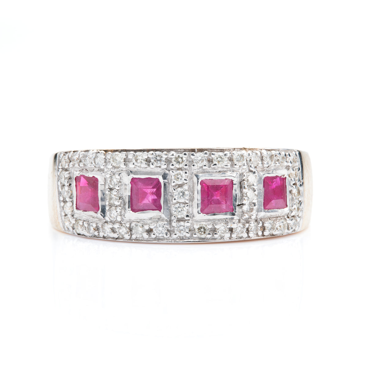9ct Yellow Gold Ruby and Diamond Half Eternity Ring