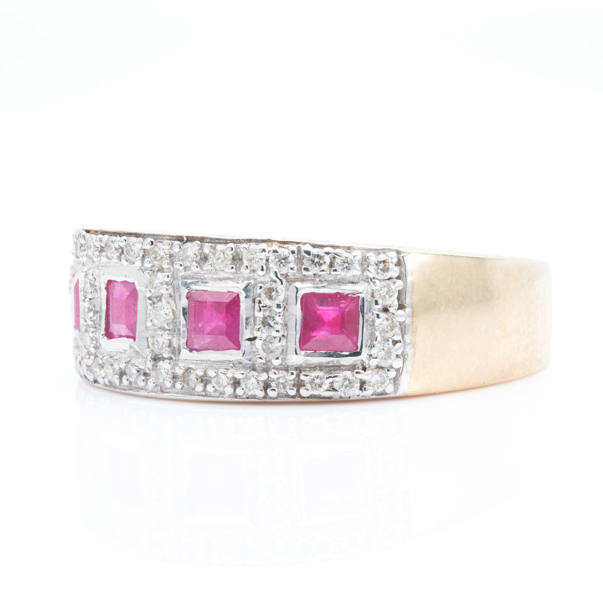9ct Yellow Gold Ruby and Diamond Half Eternity Ring