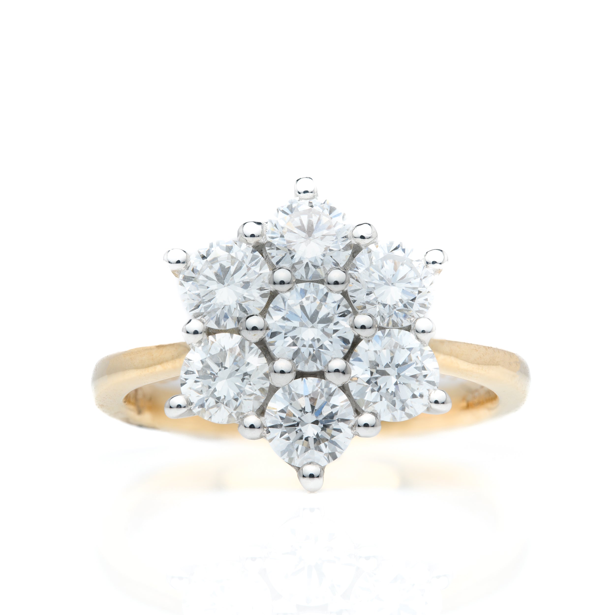 9ct Yellow Gold Lab Grown Diamond Daisy Cluster Ring