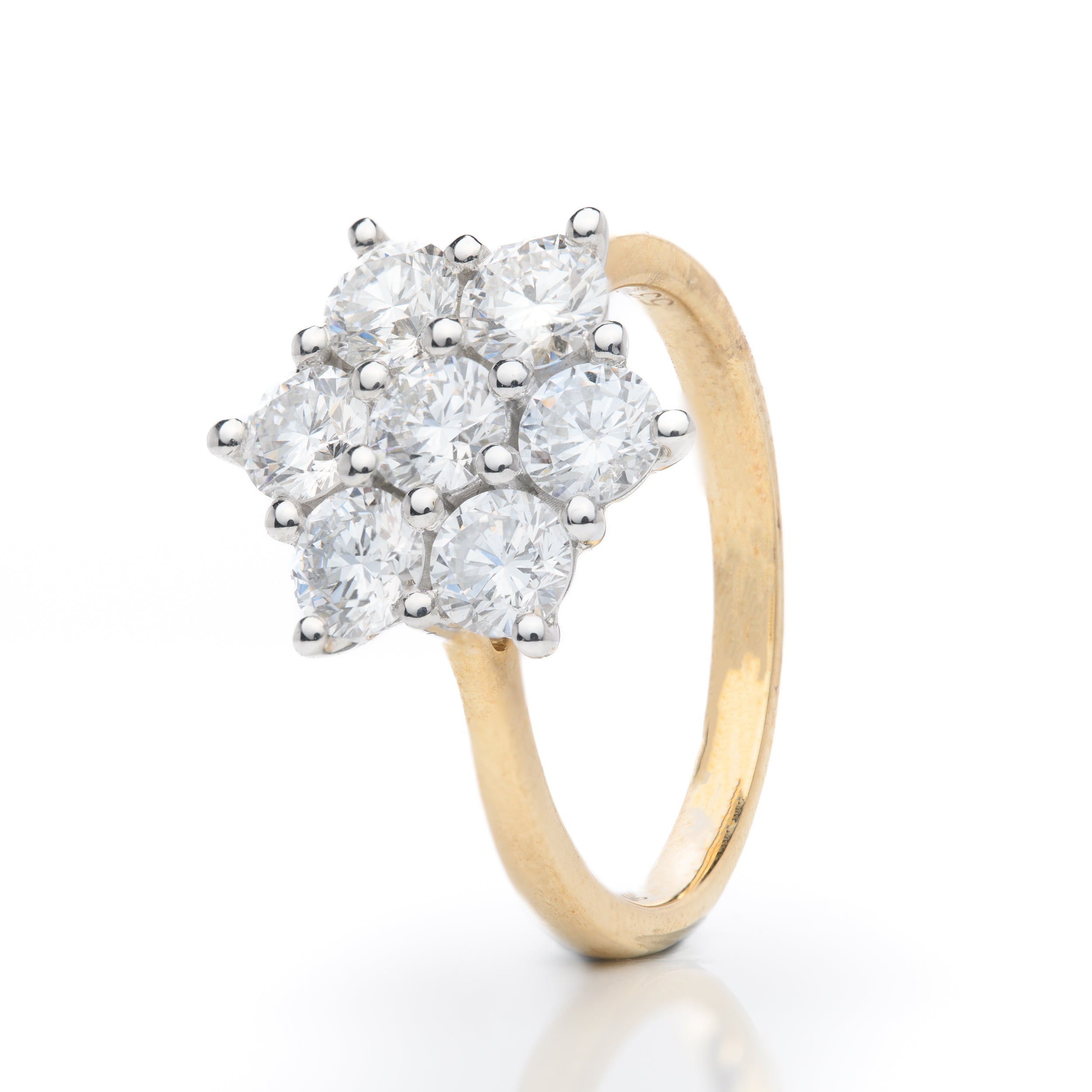 9ct Yellow Gold Lab Grown Diamond Daisy Cluster Ring