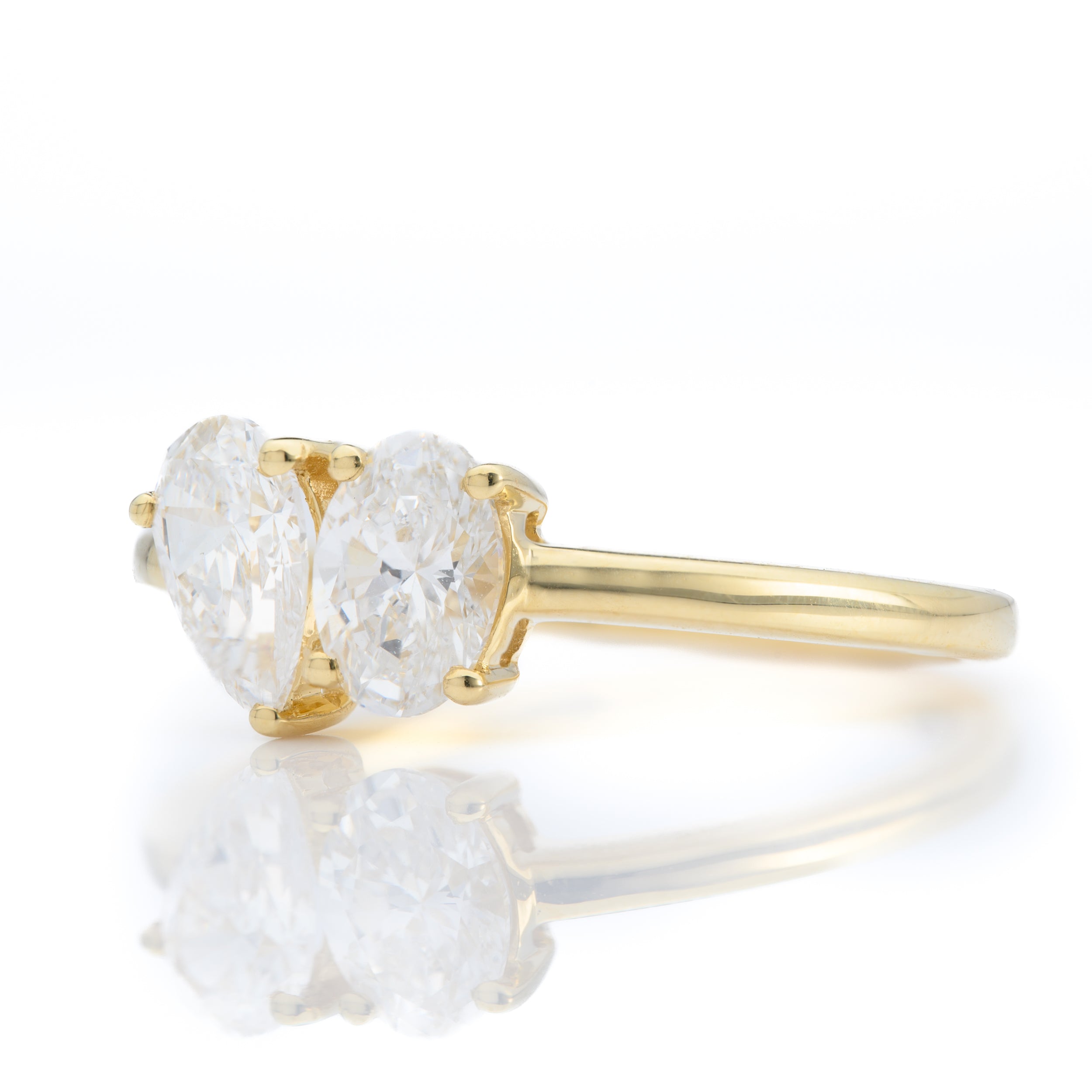 18ct Yellow Gold Oval and Pear Cut Lab Grown Diamond Toi et Moi Ring