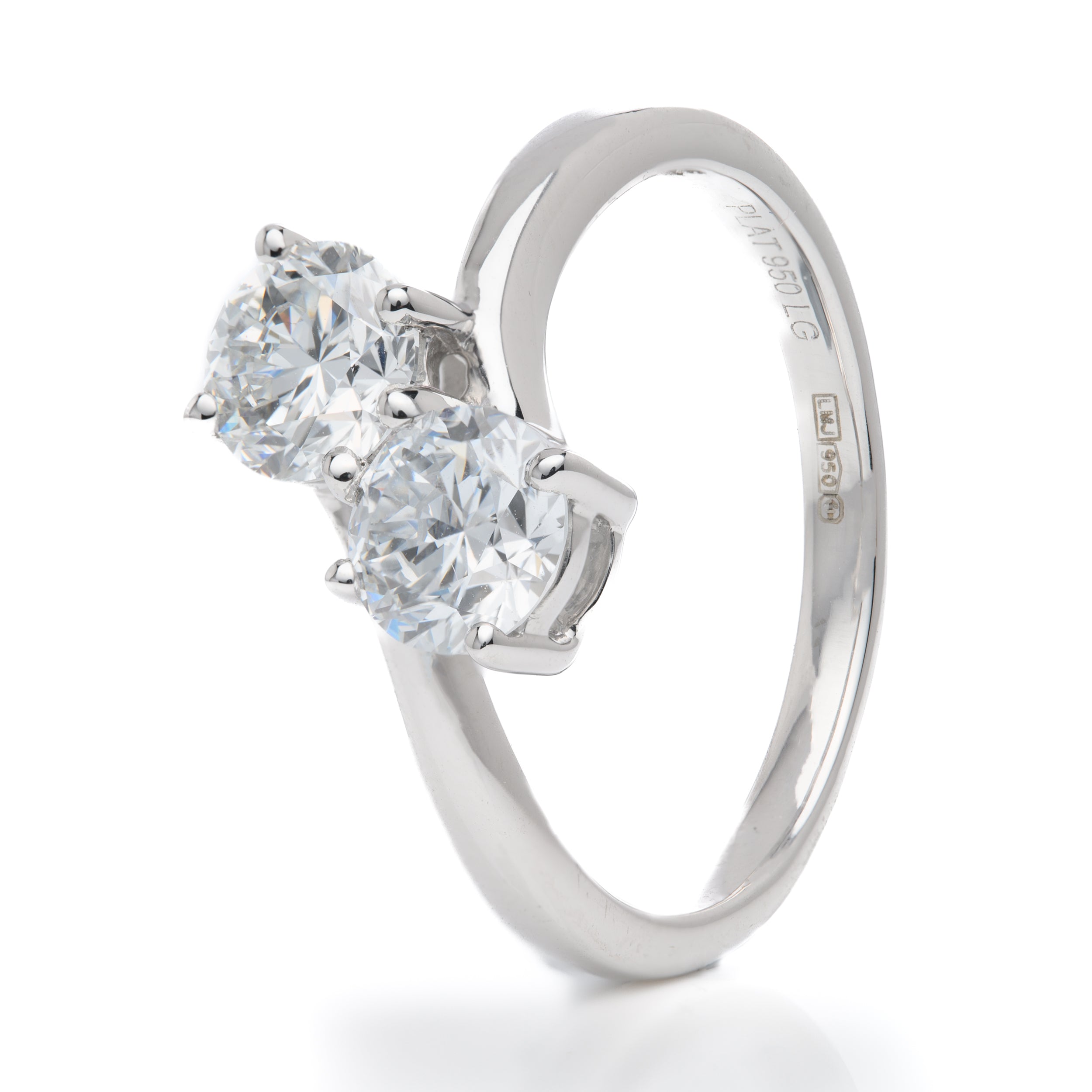 9ct White Gold Lab Grown Brilliant Cut Diamond Toi et Moi Ring