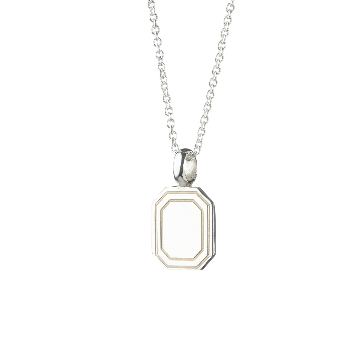 Silver Octagon Pendant (8mm width diameter) with 16-18" Silver Trace Chain