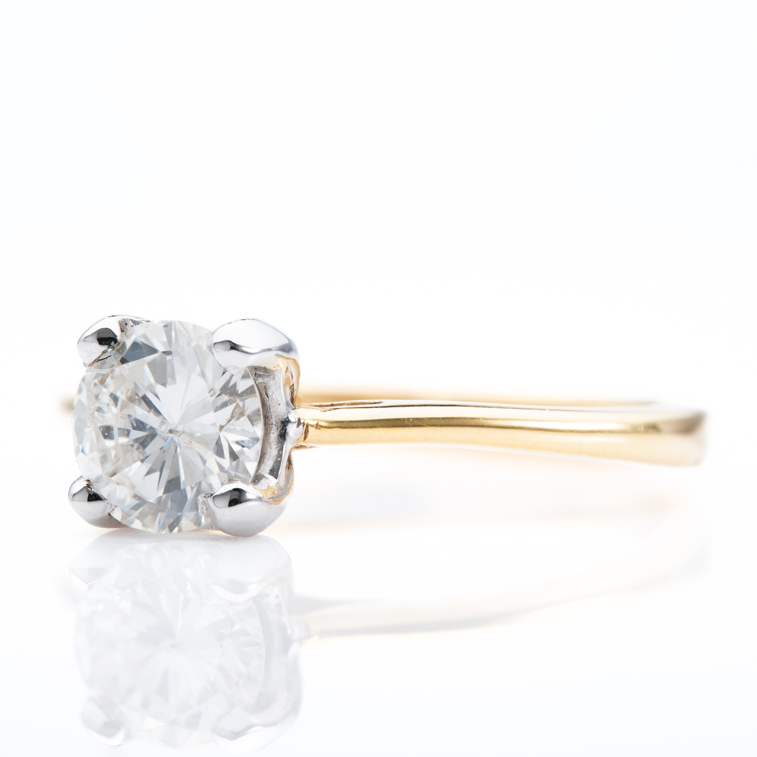 18ct Yellow Gold & White Gold Brilliant Cut Diamond Solitaire Ring