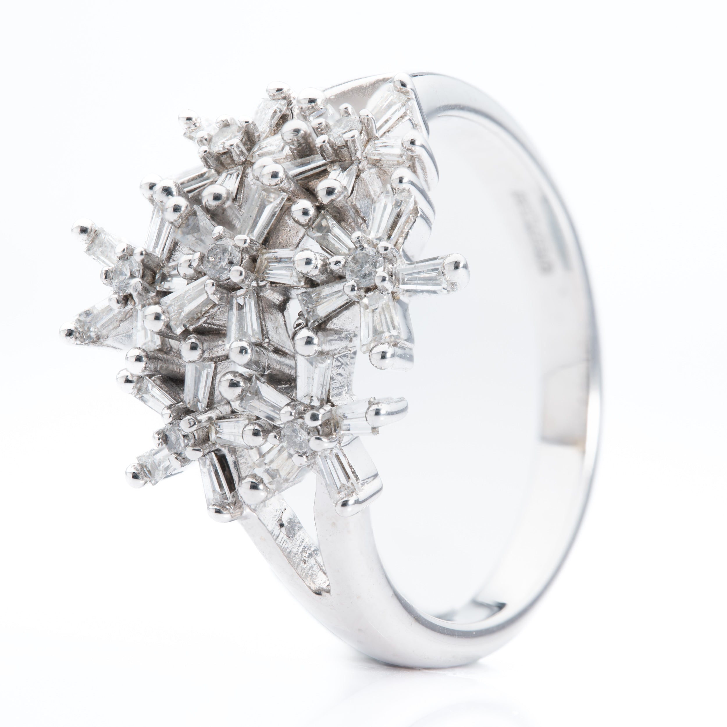 9ct White Gold Diamond Snowflake Dress Ring