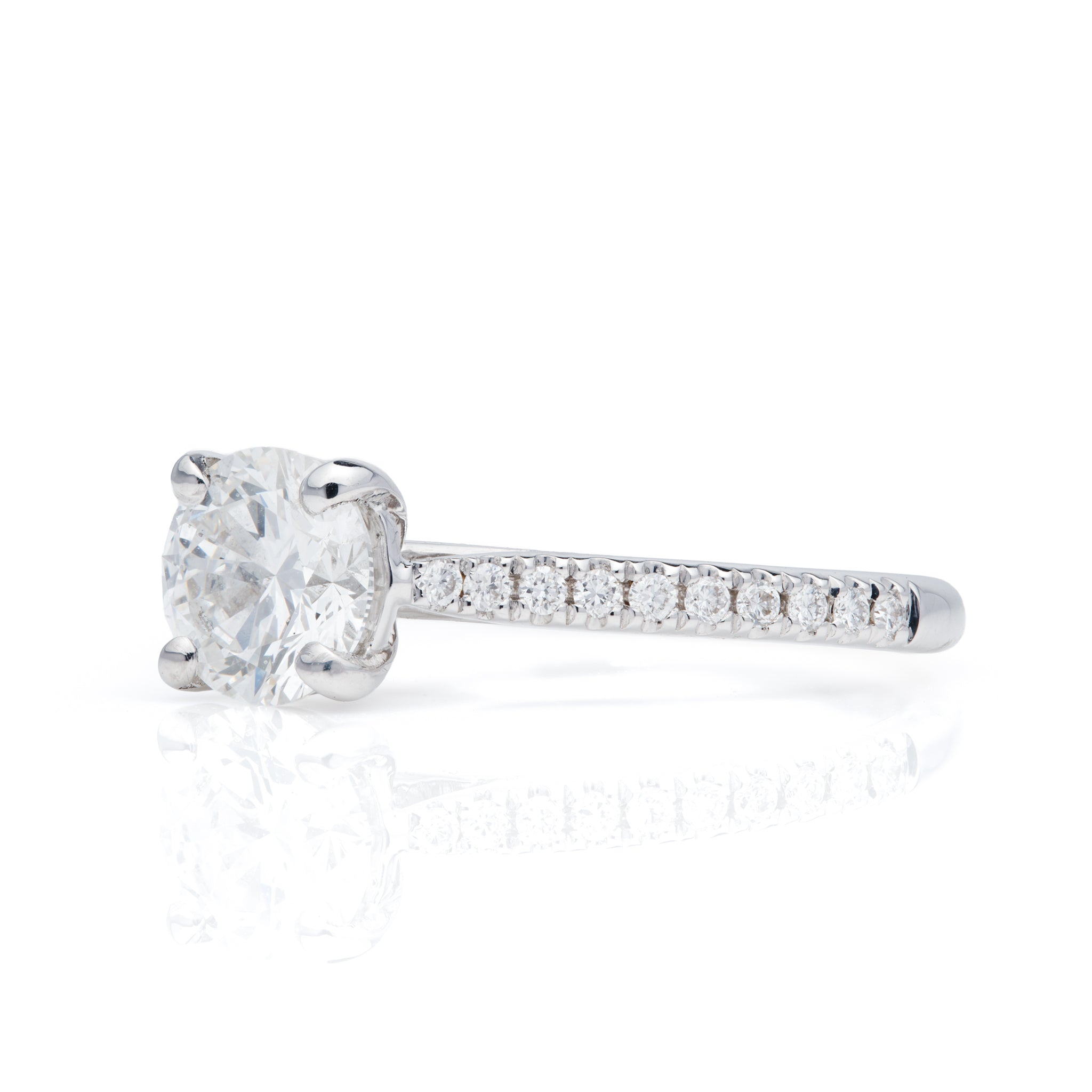 18ct White Gold Brilliant Cut Lab Grown Diamond Solitaire with Lab Grown Diamond Shoulders