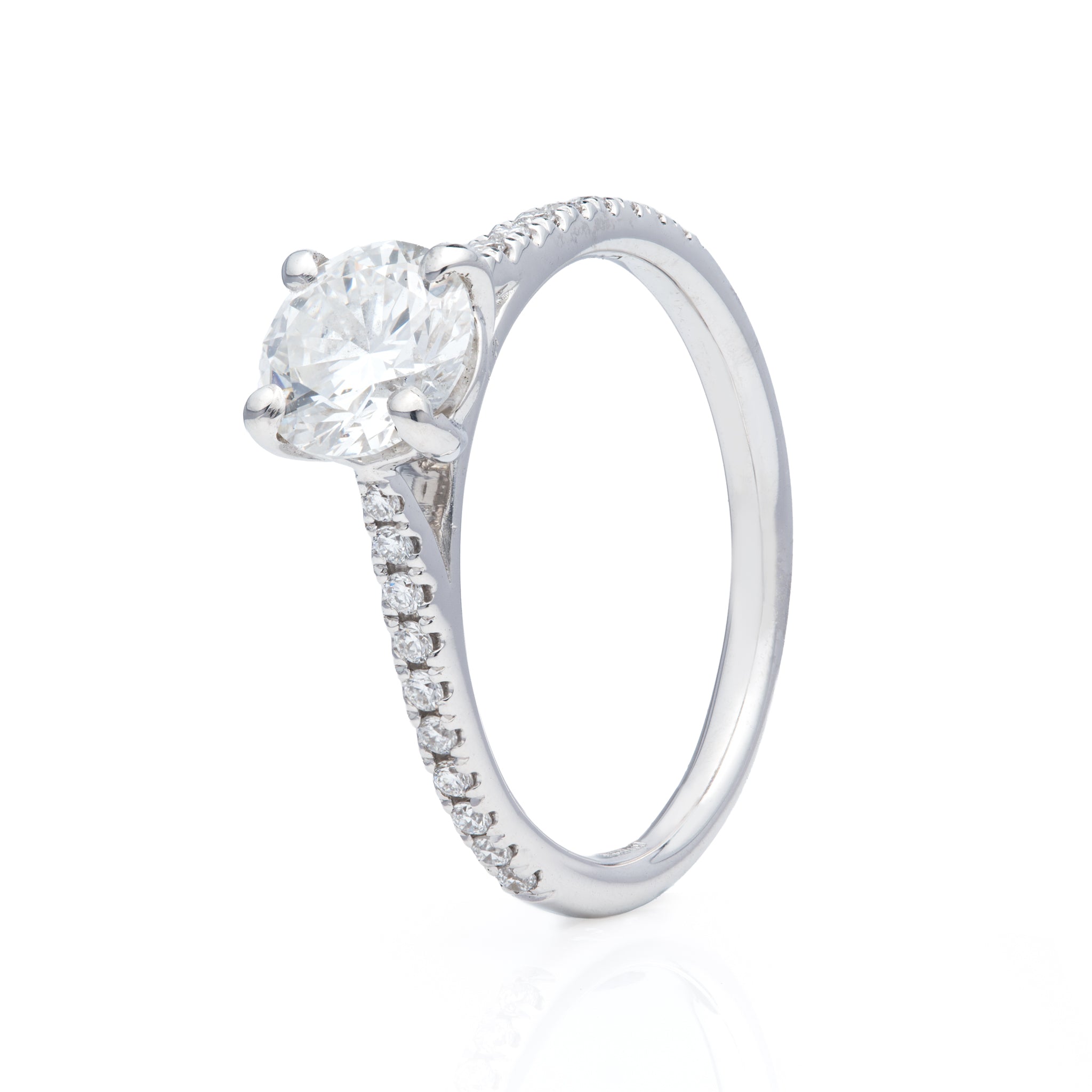 18ct White Gold Brilliant Cut Lab Grown Diamond Solitaire with Lab Grown Diamond Shoulders