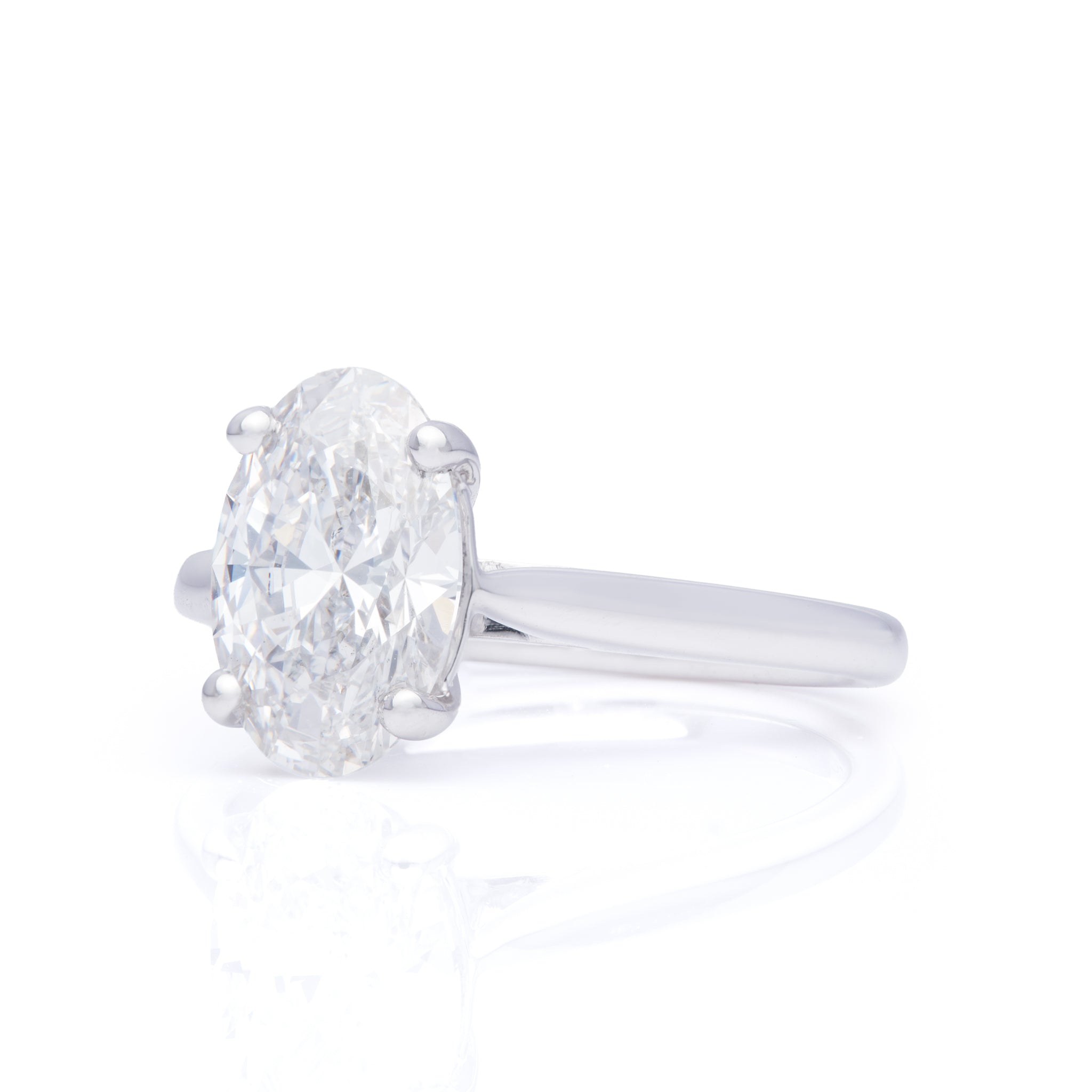9ct White Gold Oval Cut 2.01ct Lab Grown Diamond Solitaire Ring