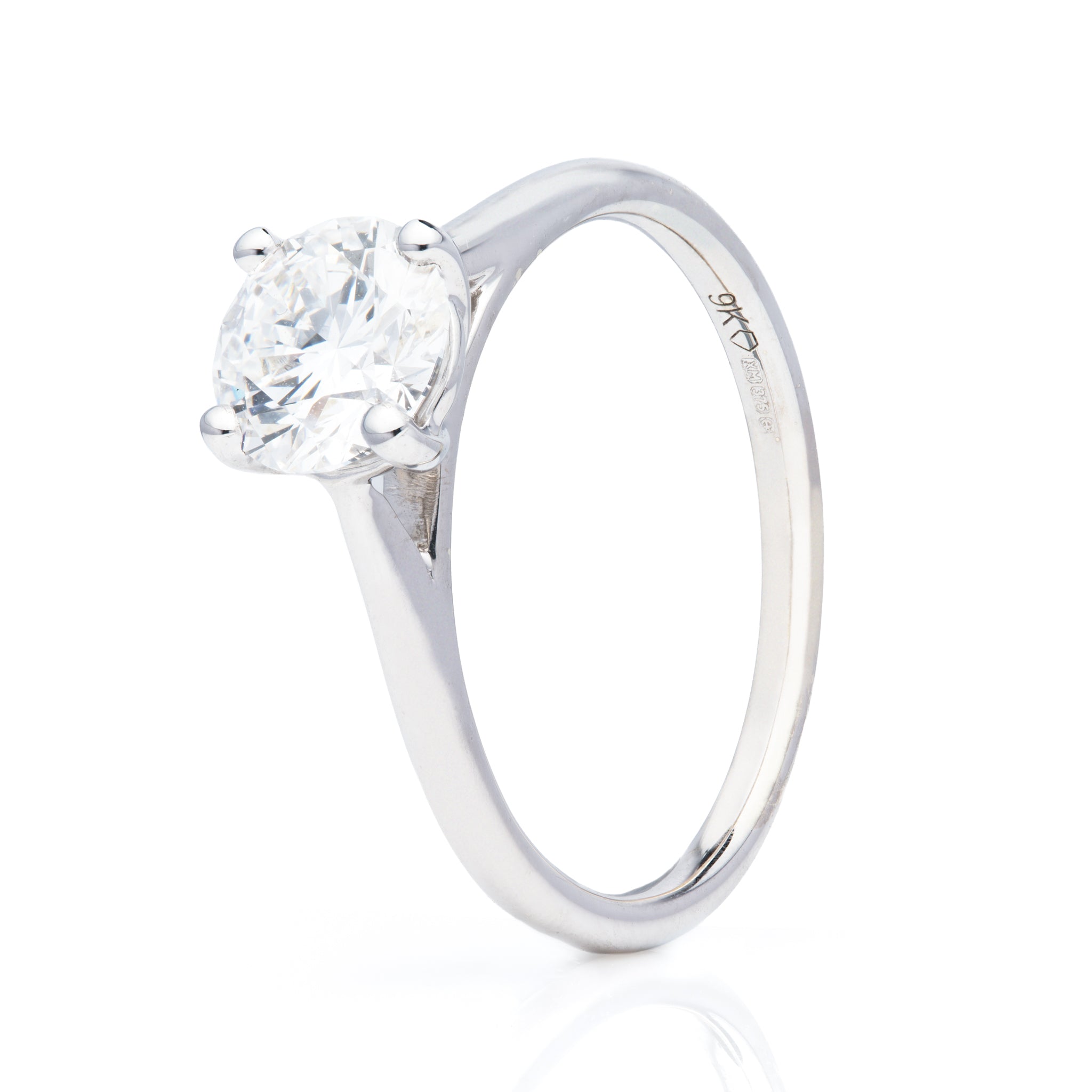9ct White Gold Brilliant Cut Lab Grown Diamond Solitaire Ring (1.00ct)