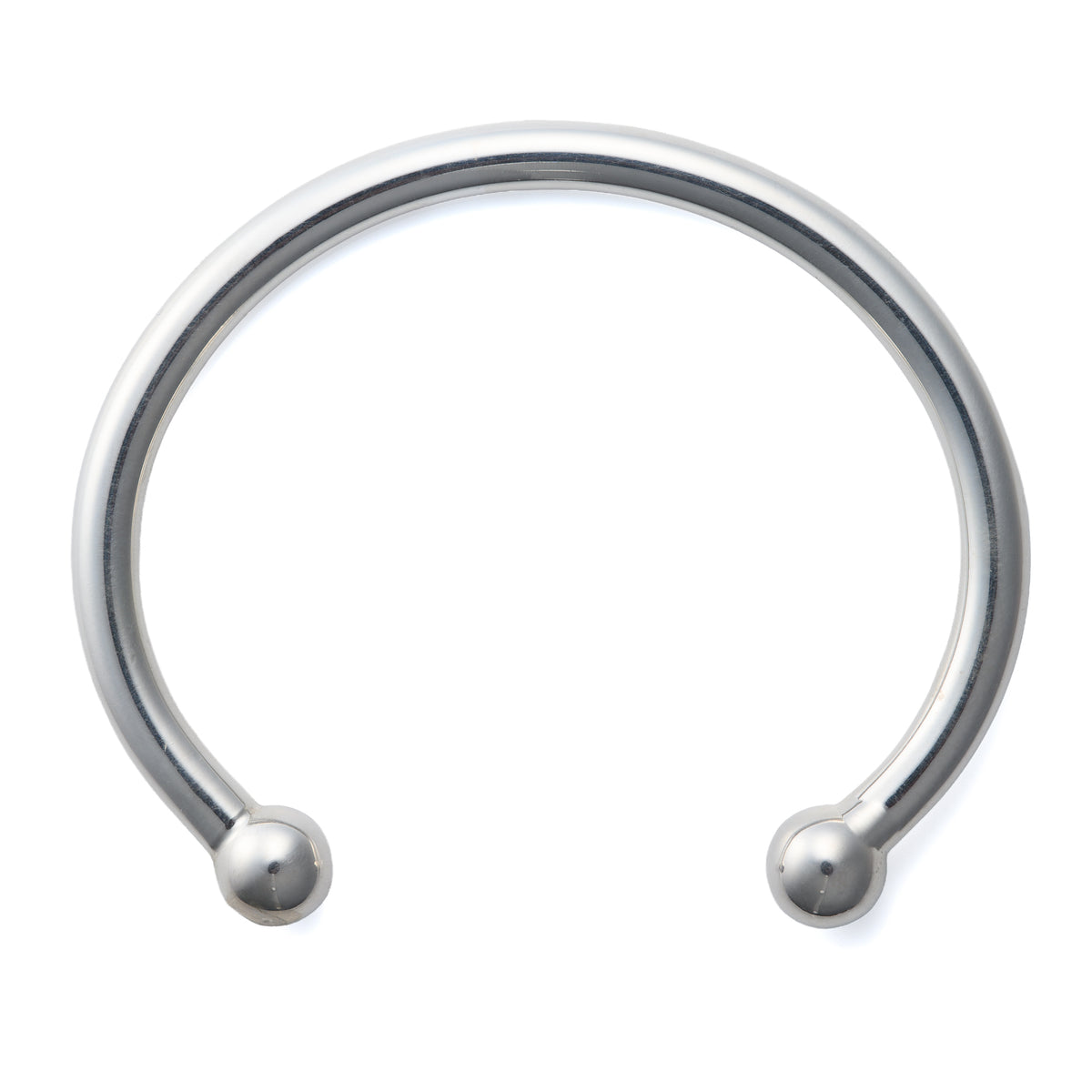 Sterling Silver Torque Bangle with 6mm Width Band, 67mm Internal Diameter and 10mm Spherical Terminals