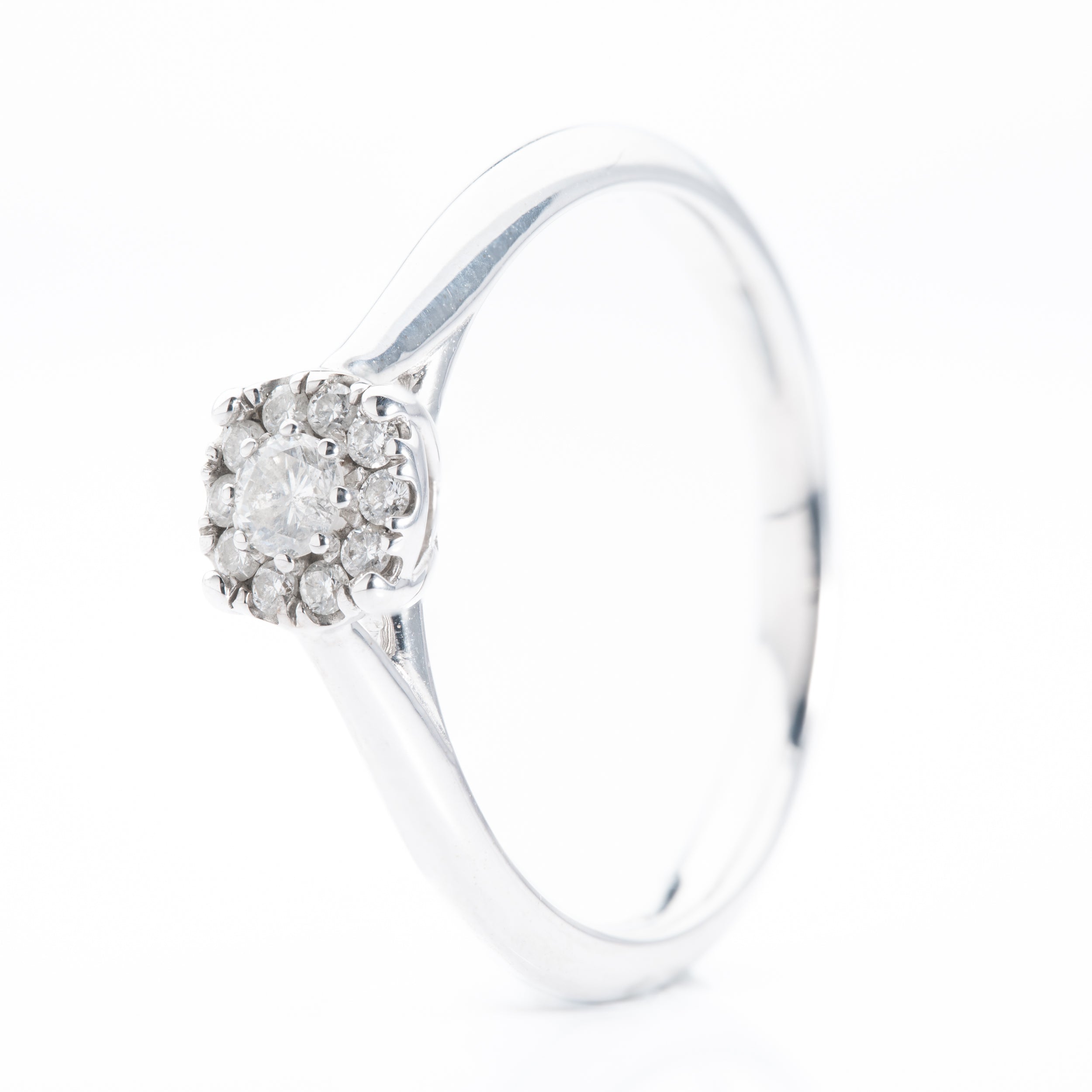 9ct White Gold Diamond Halo Cluster Ring