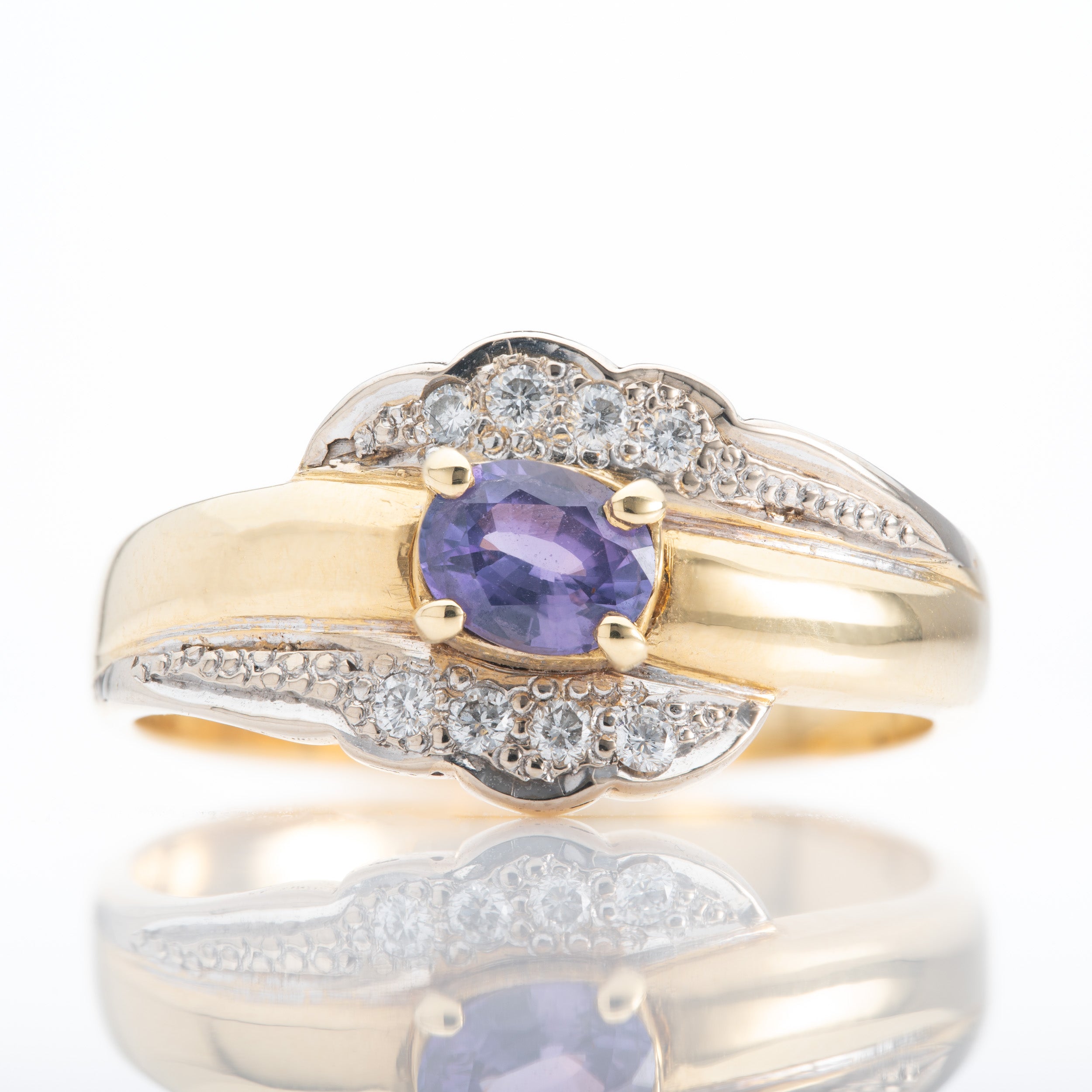 18ct Gold Amethyst & Diamond Ring
