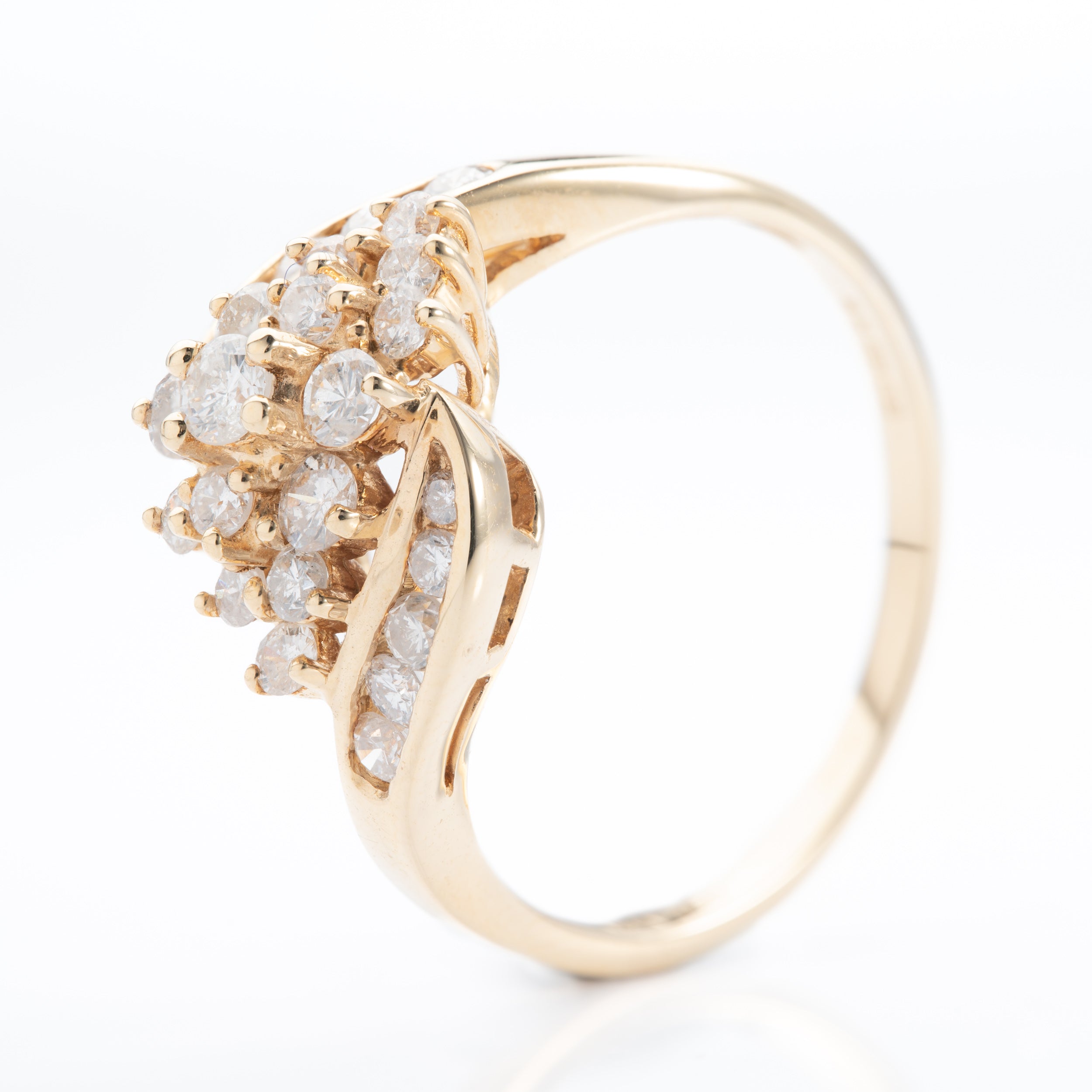 18ct Yellow Gold Diamond Set Twist Cluster Ring