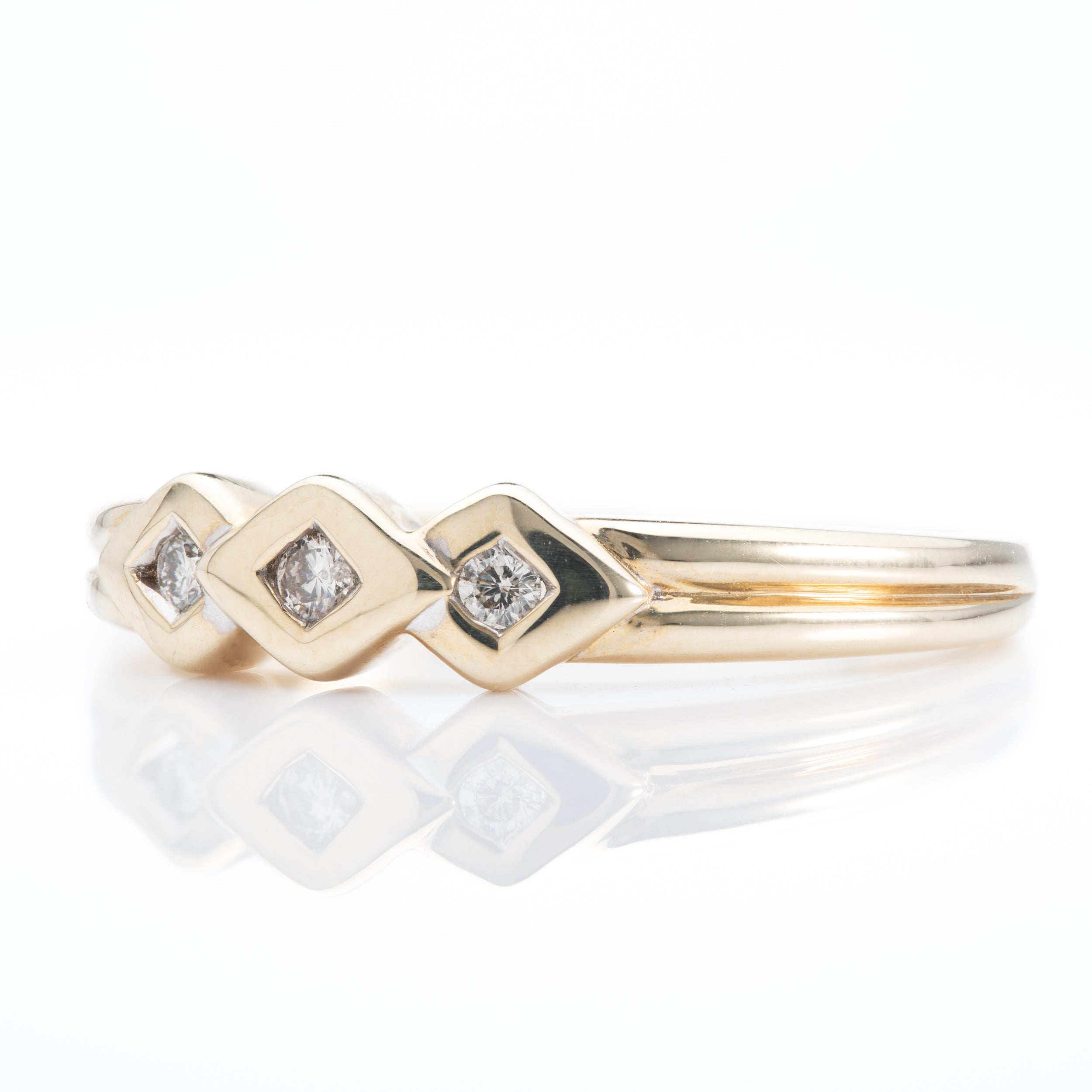 9ct Yellow Gold Bezel Set Diamond Trilogy Ring