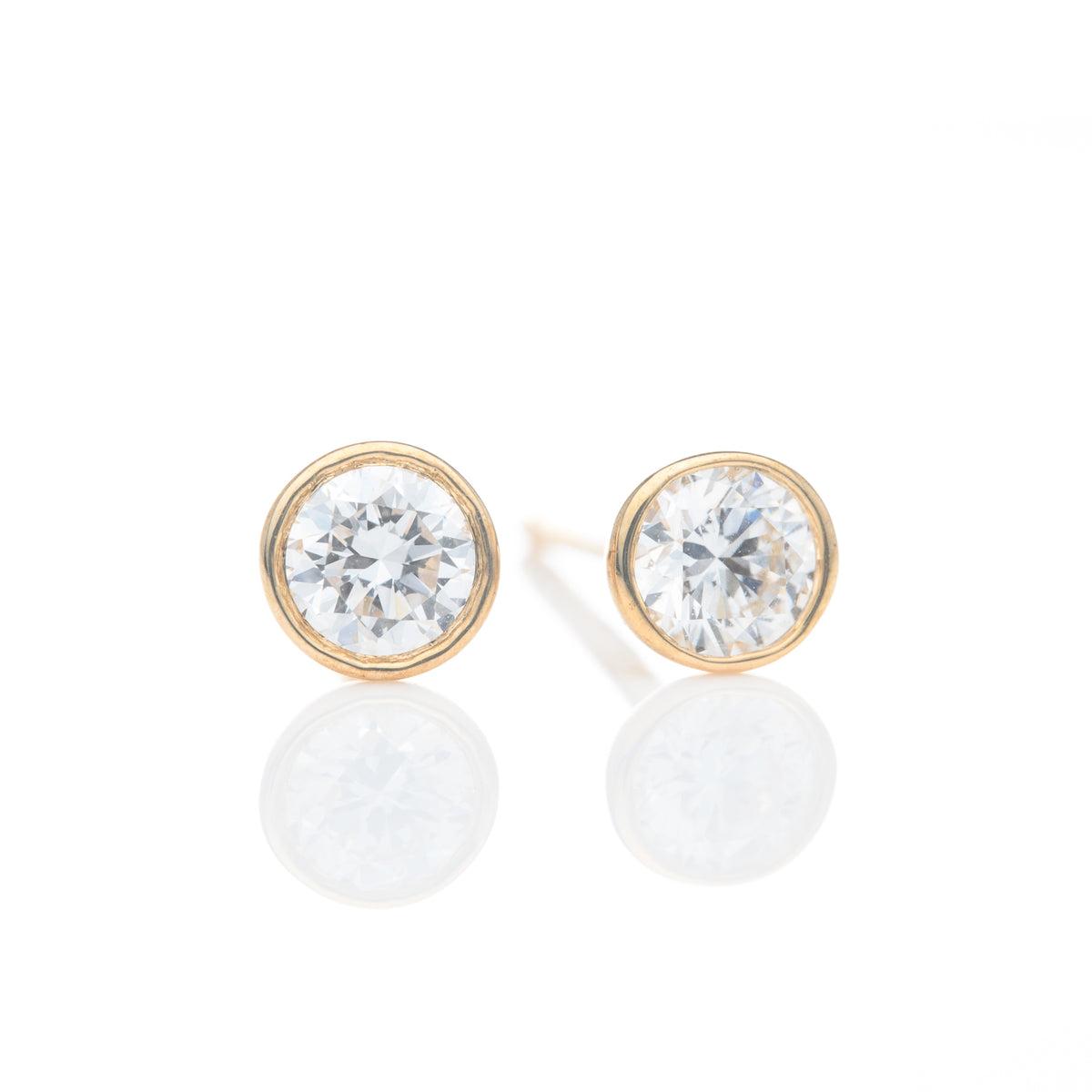 9ct Yellow Gold Bezel Set Lab Grown Diamond Stud Earrings (0.30ct)