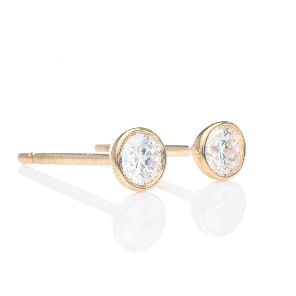 9ct Yellow Gold Bezel Set Lab Grown Diamond Stud Earrings (0.30ct)