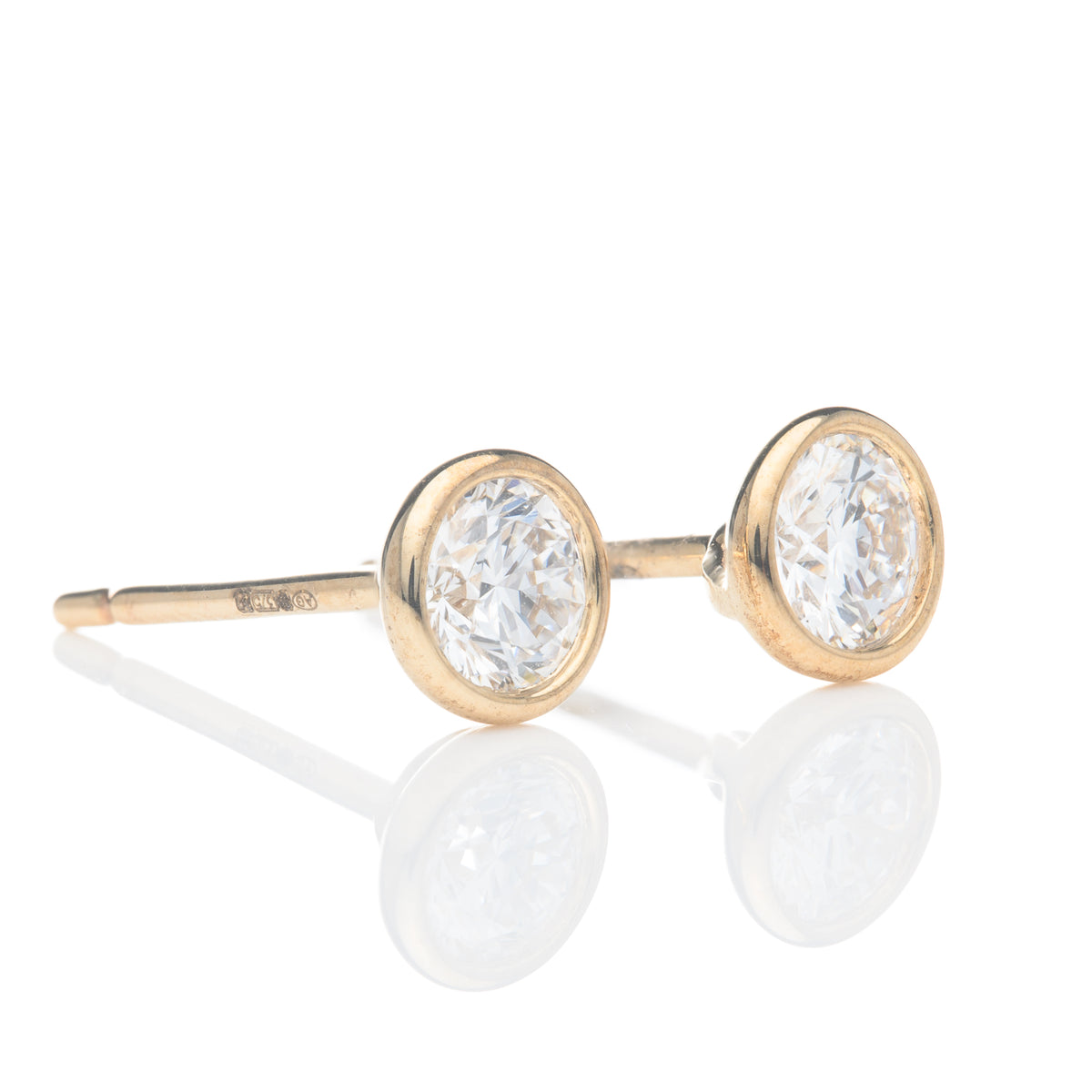 9ct Yellow Gold Bezel Set Lab Grown Diamond Stud Earrings (0.50ct)