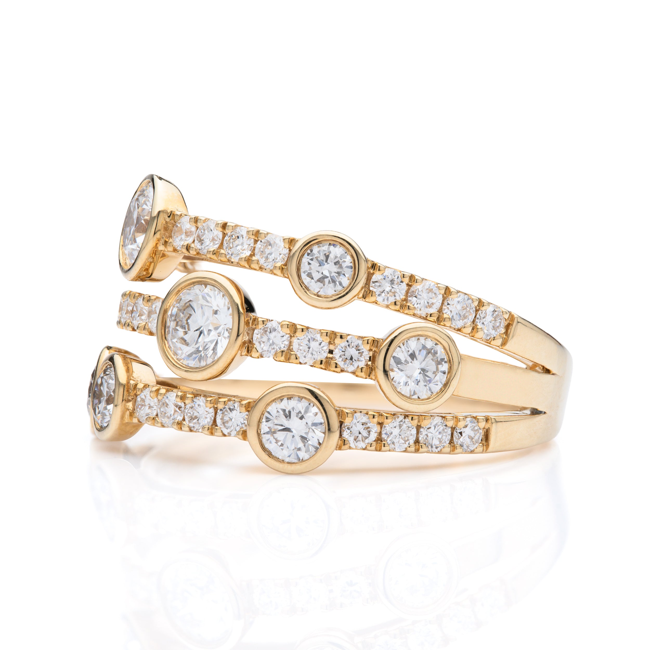 9ct Yellow Gold Lab Grown Diamond Bubble Ring