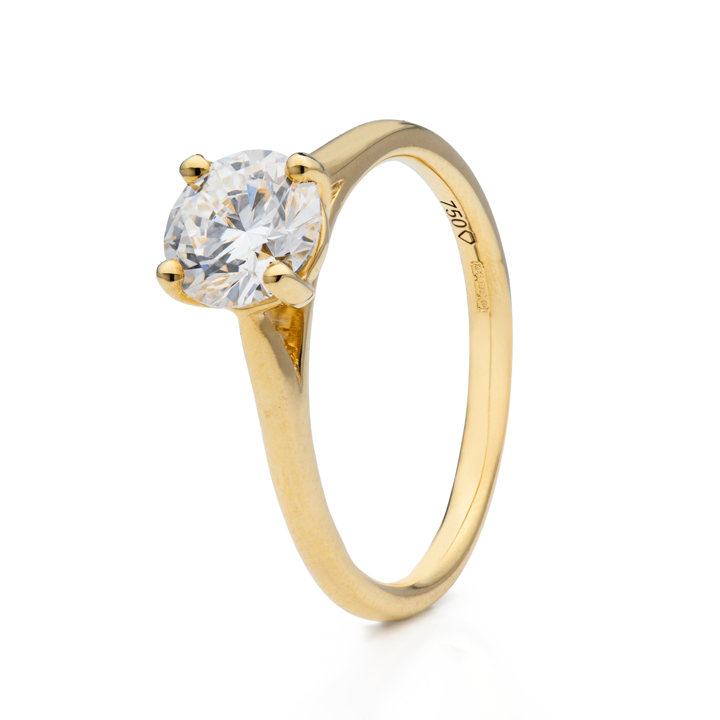 18ct Yellow Gold Brilliant Cut Lab Grown Diamond Solitaire Ring