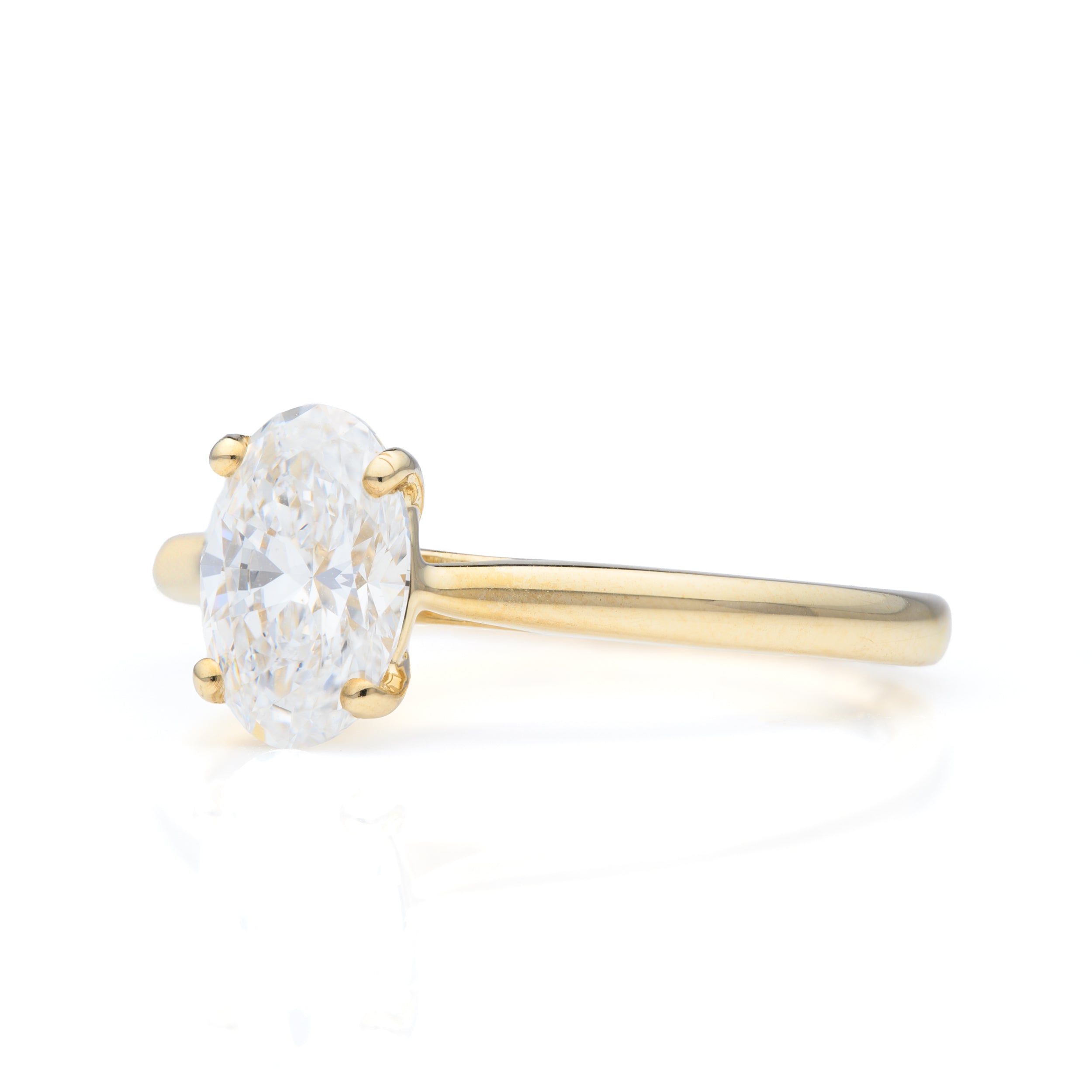 9ct Yellow Gold Oval Cut Lab Grown Solitaire Ring