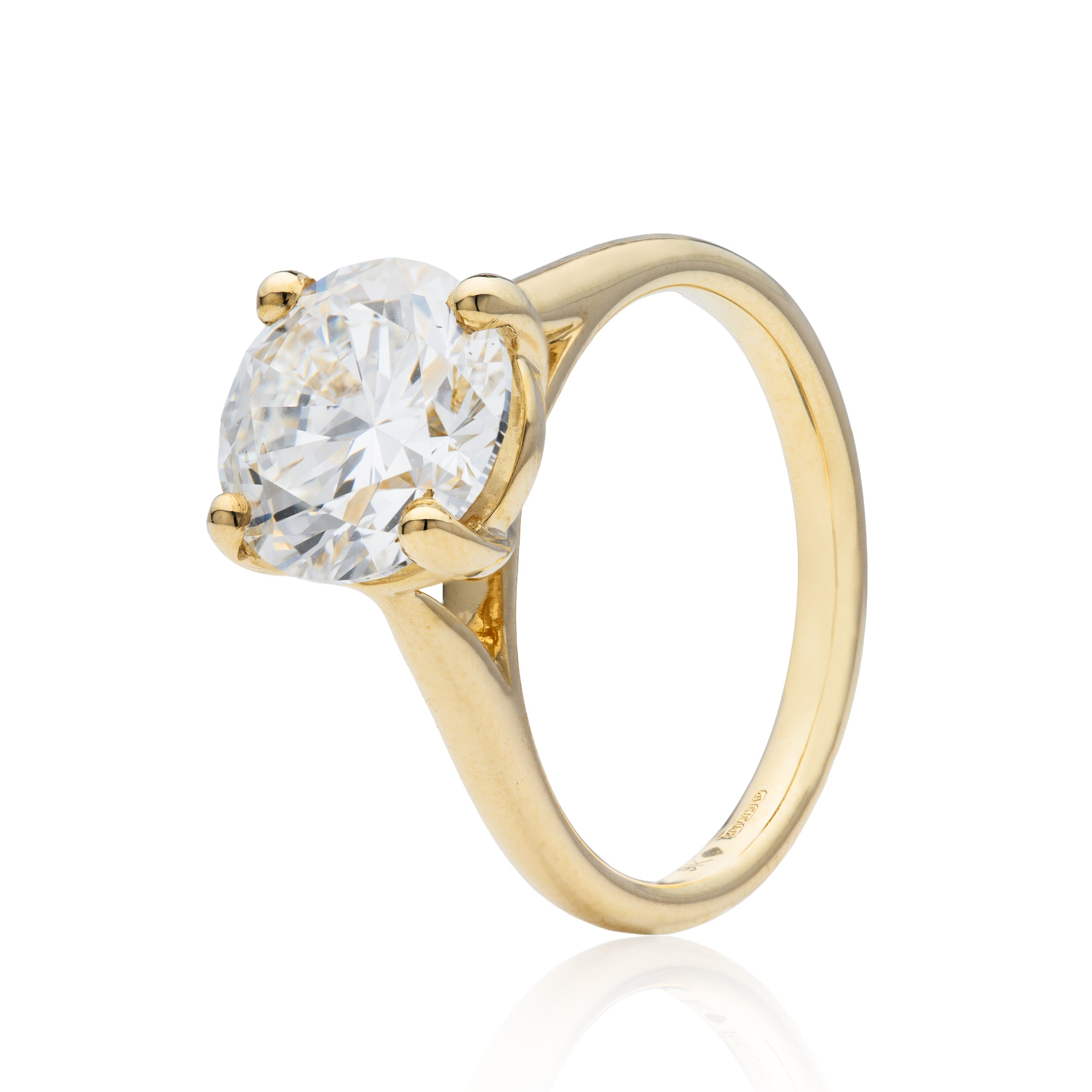 9ct Yellow Gold 3.00ct Brilliant Cut Lab Grown Diamond Solitaire Ring