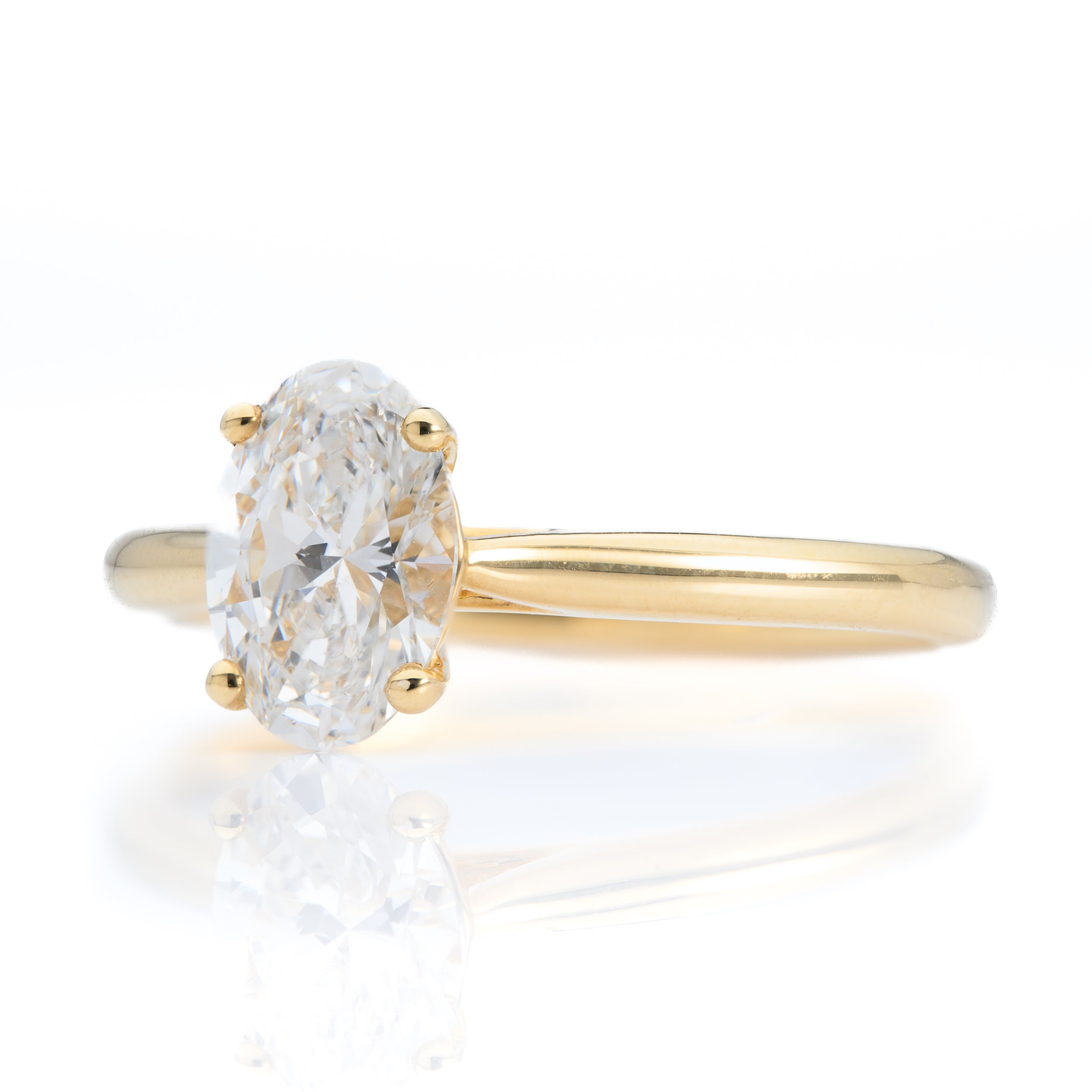 18ct Yellow Gold Oval Cut Lab Grown Diamond Solitaire Ring