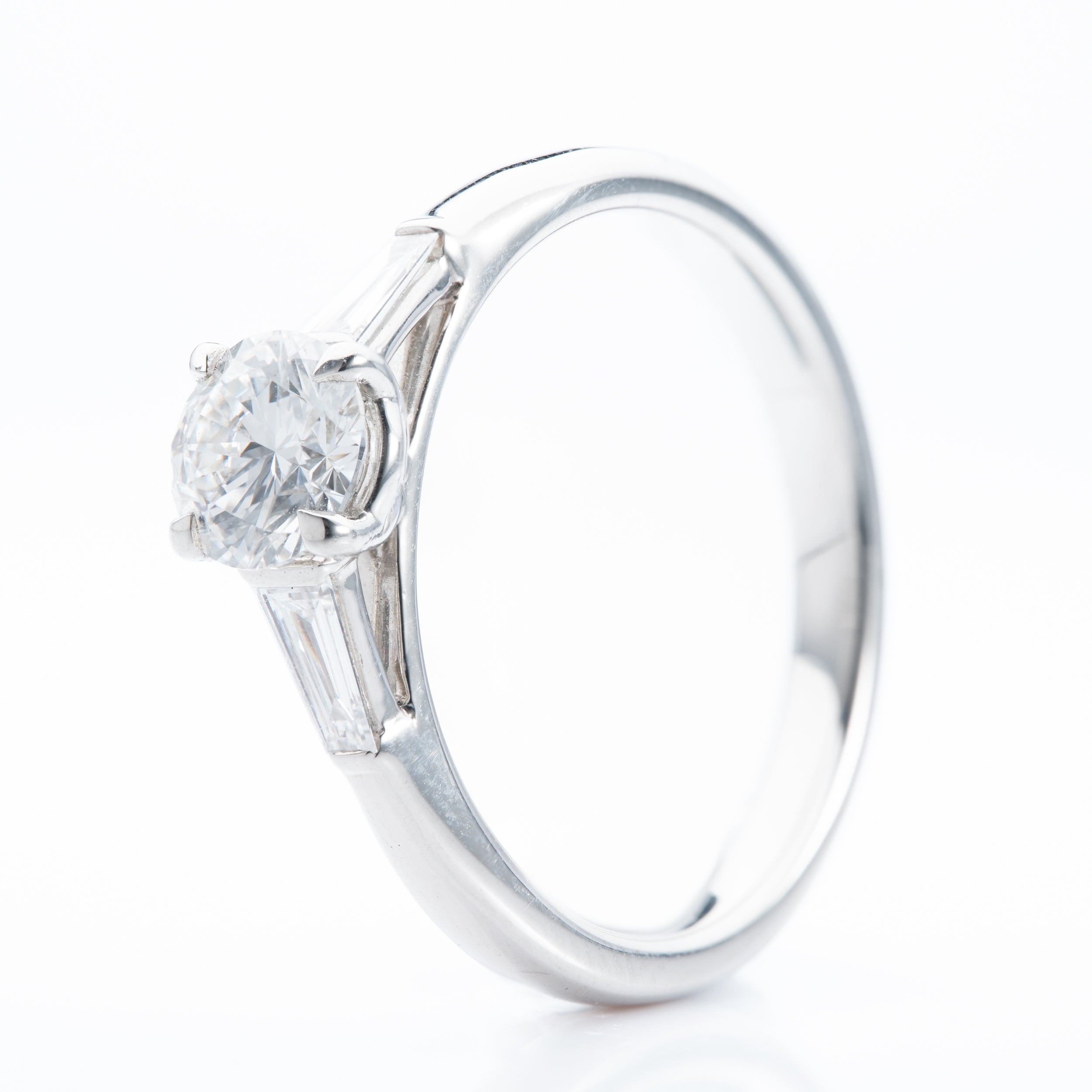Platinum GIA Certificated Round Brilliant Cut Diamond Trilogy Ring