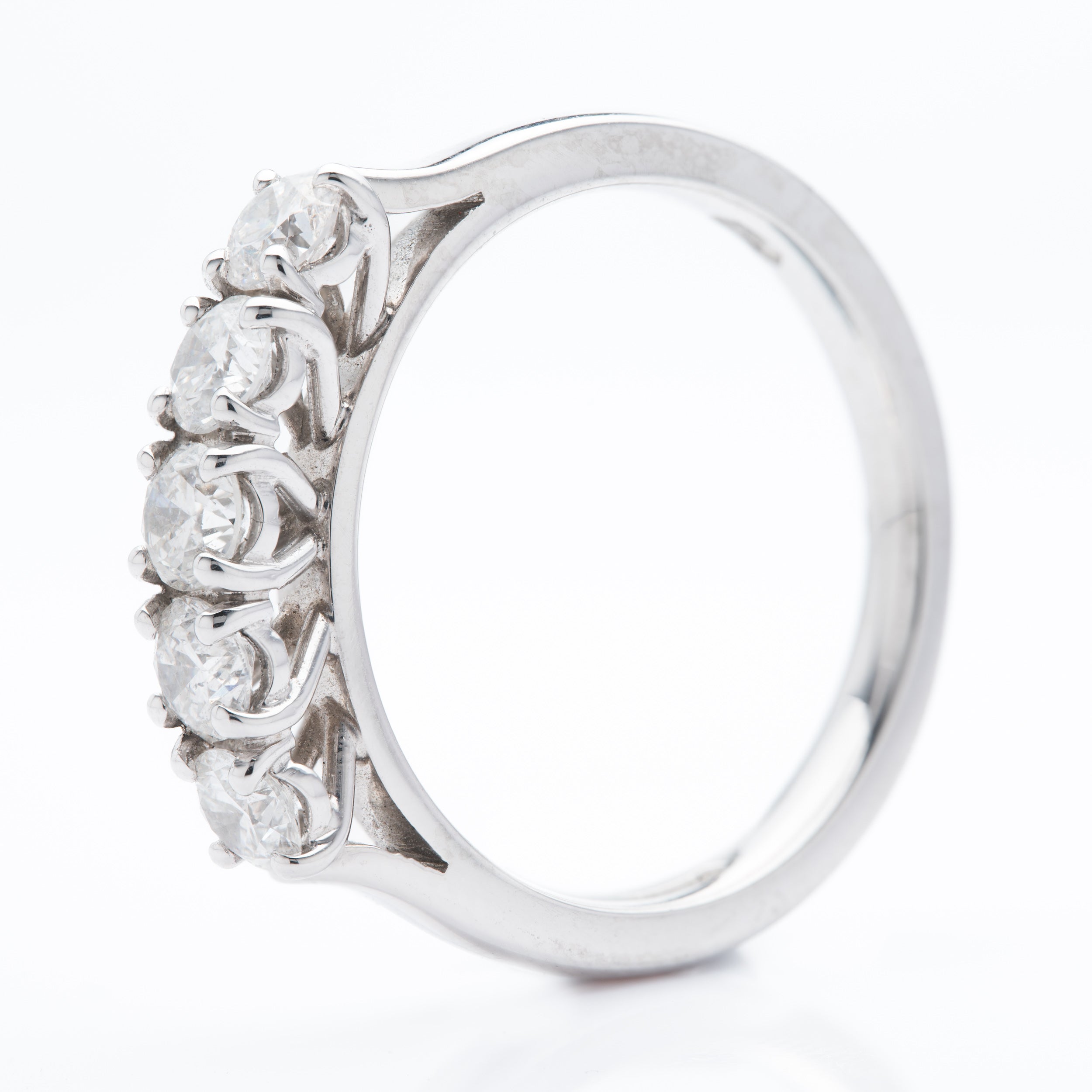 Platinum & Brilliant Cut Diamond Claw Set Five Stone Ring