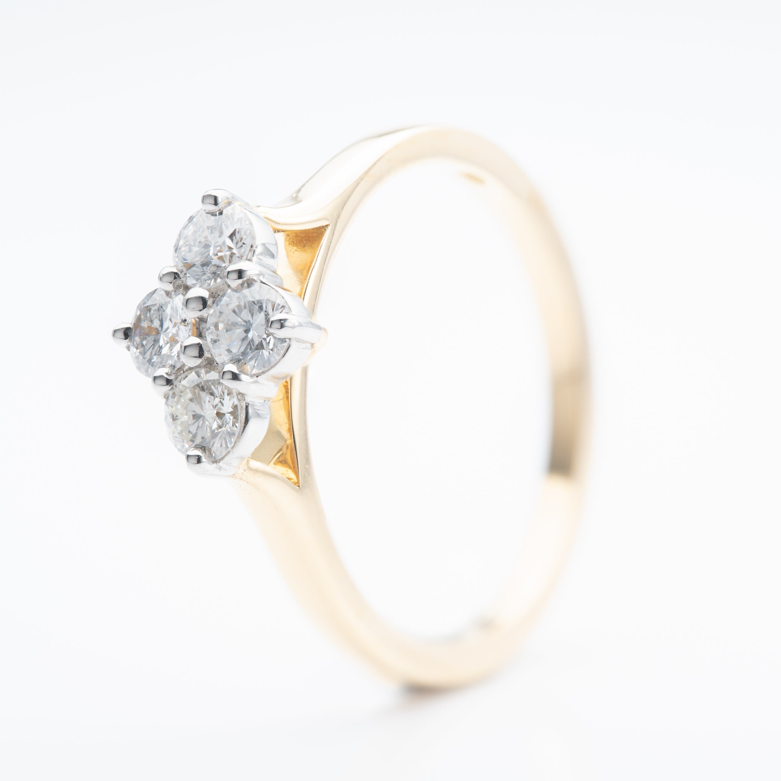 18ct Yellow Gold & Platinum 0.50ct Diamond Four-Stone Cluster Ring