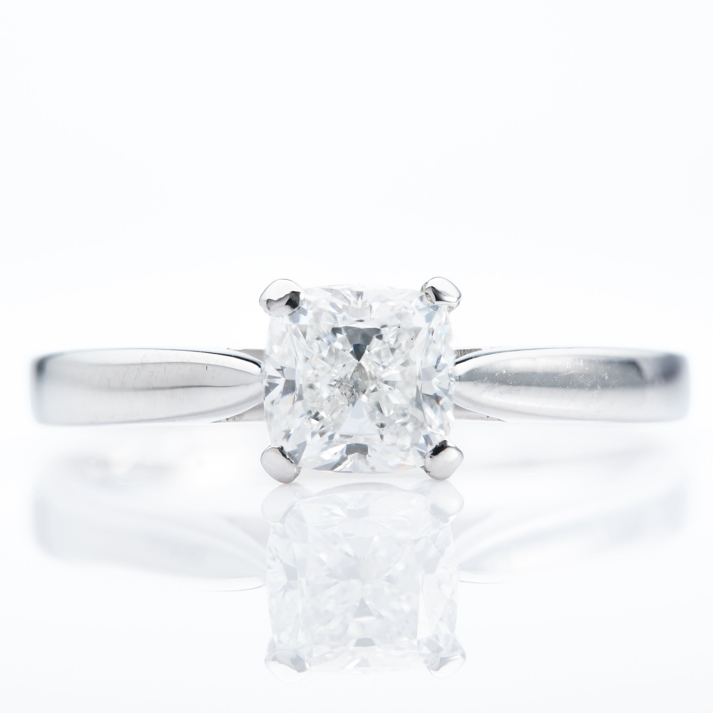 Platinum GIA Certified Cushion Cut Diamond Solitaire Ring