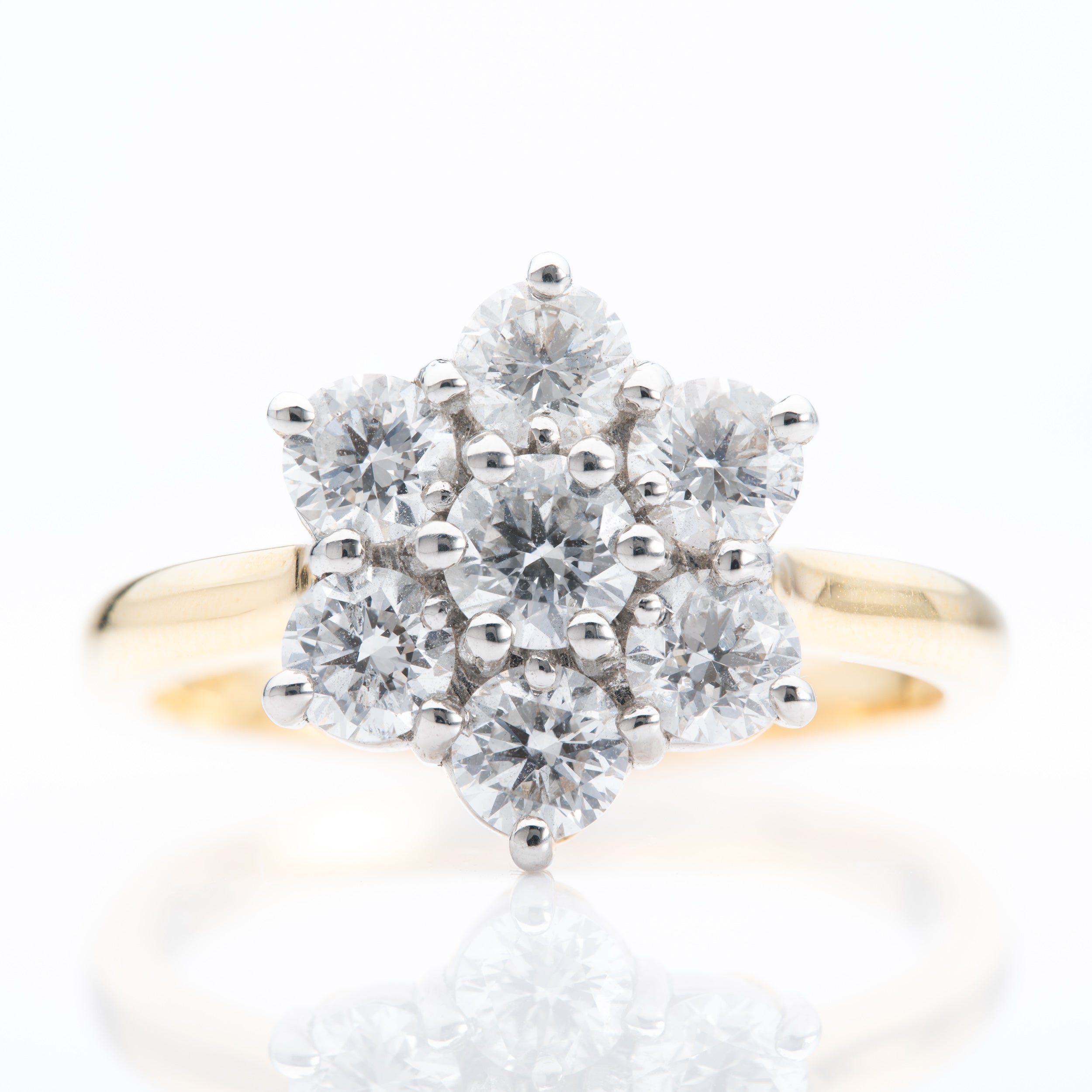 18ct Yellow Gold & Platinum Daisy Cluster Diamond Ring