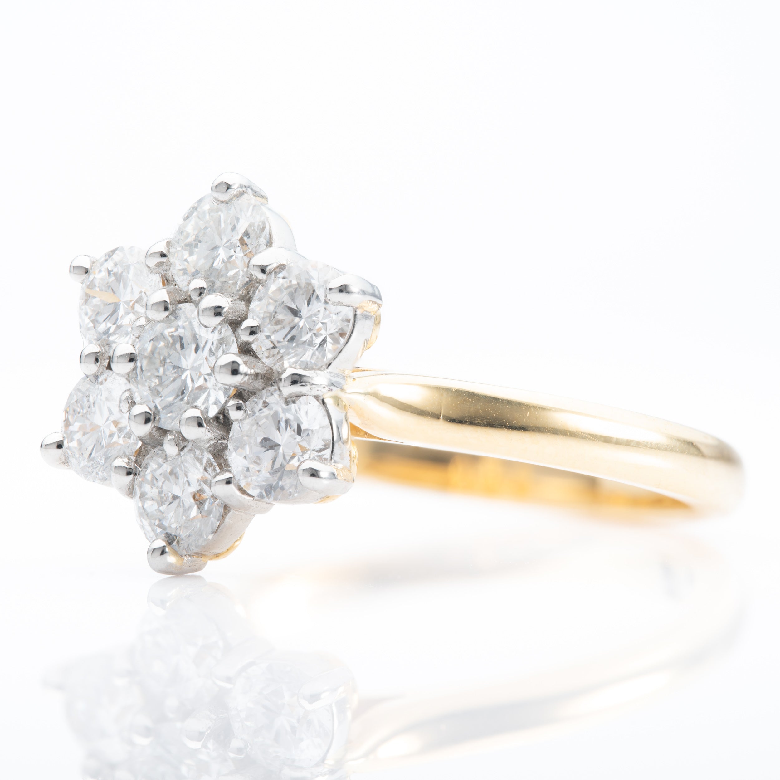 18ct Yellow Gold & Platinum Daisy Cluster Diamond Ring