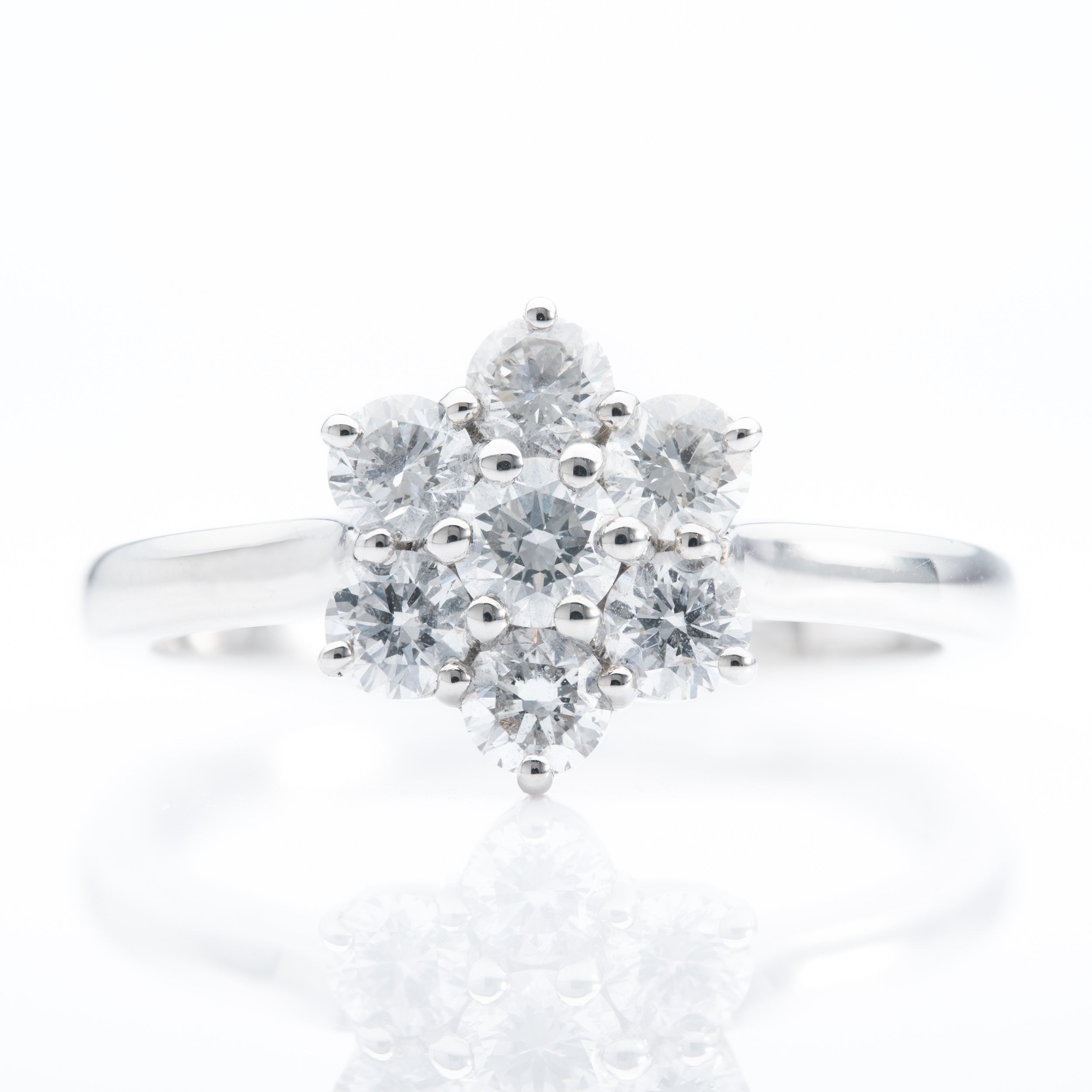 Platinum Brilliant Cut Diamond Daisy Cluster Ring