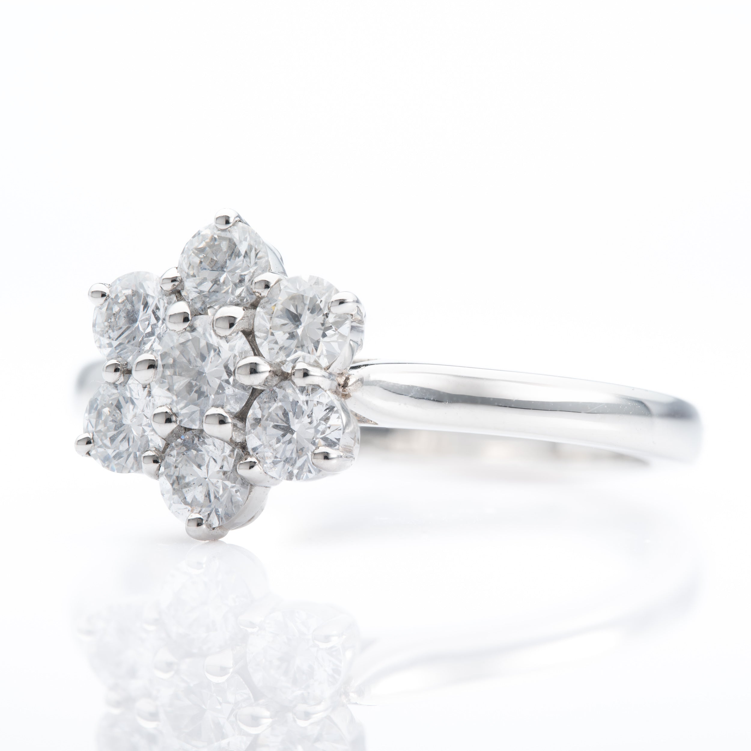 Platinum Brilliant Cut Diamond Daisy Cluster Ring