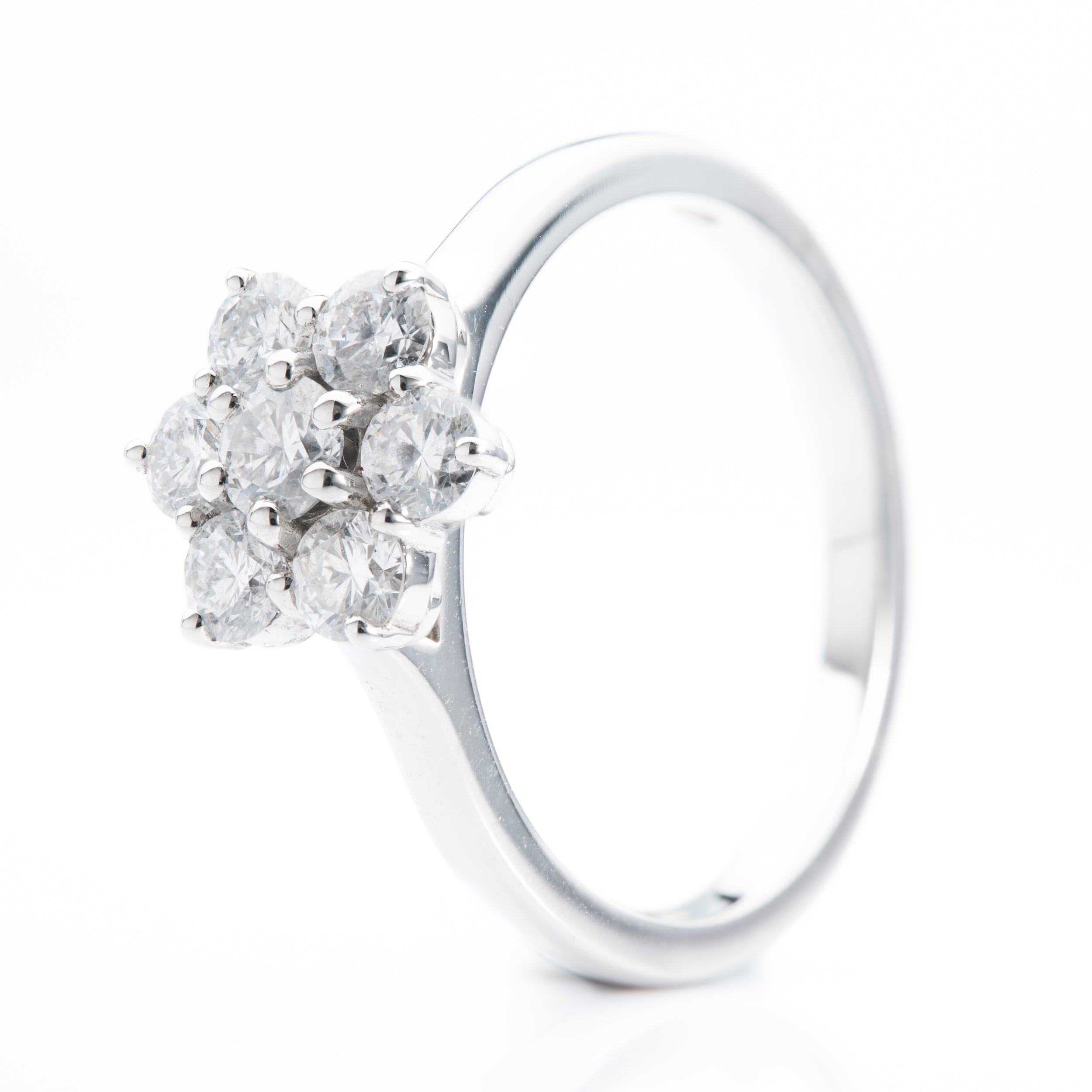 Platinum Brilliant Cut Diamond Daisy Cluster Ring