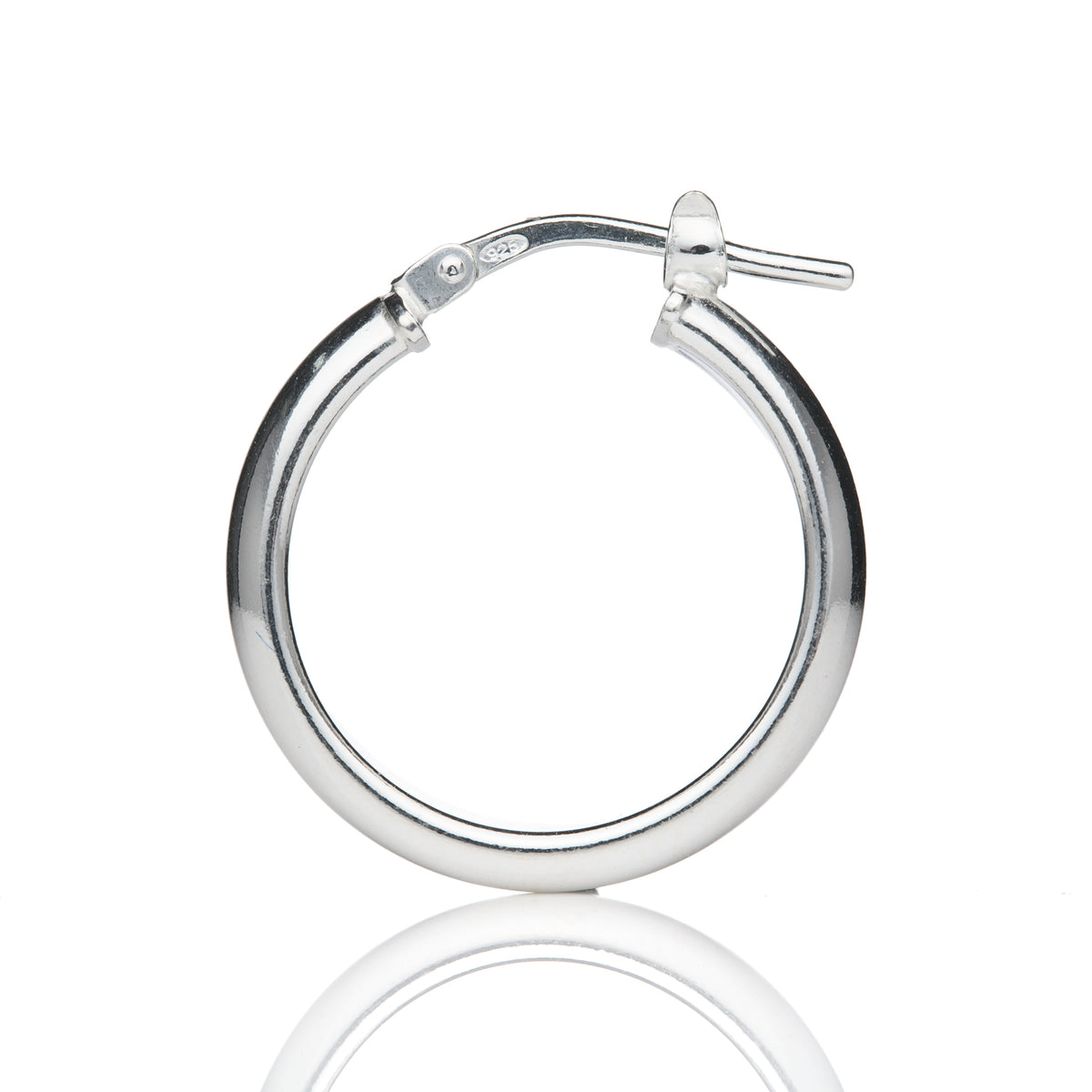 Silver 20mm D Shaped Hoop Earrings