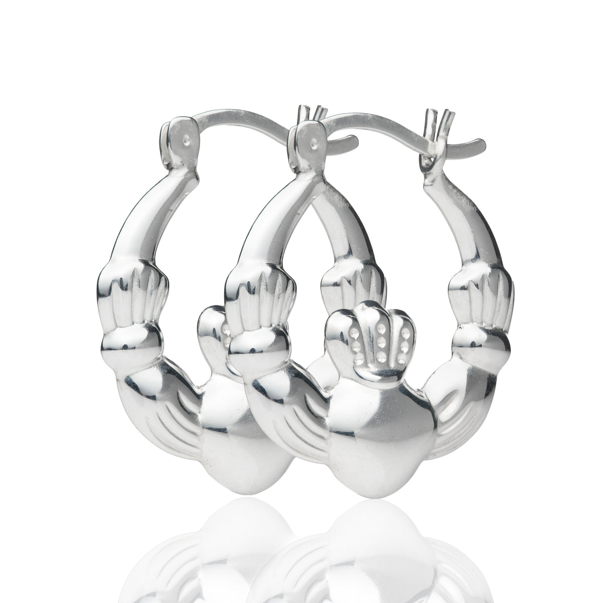 Silver 20mm Claddagh Creole Hoop Earrings