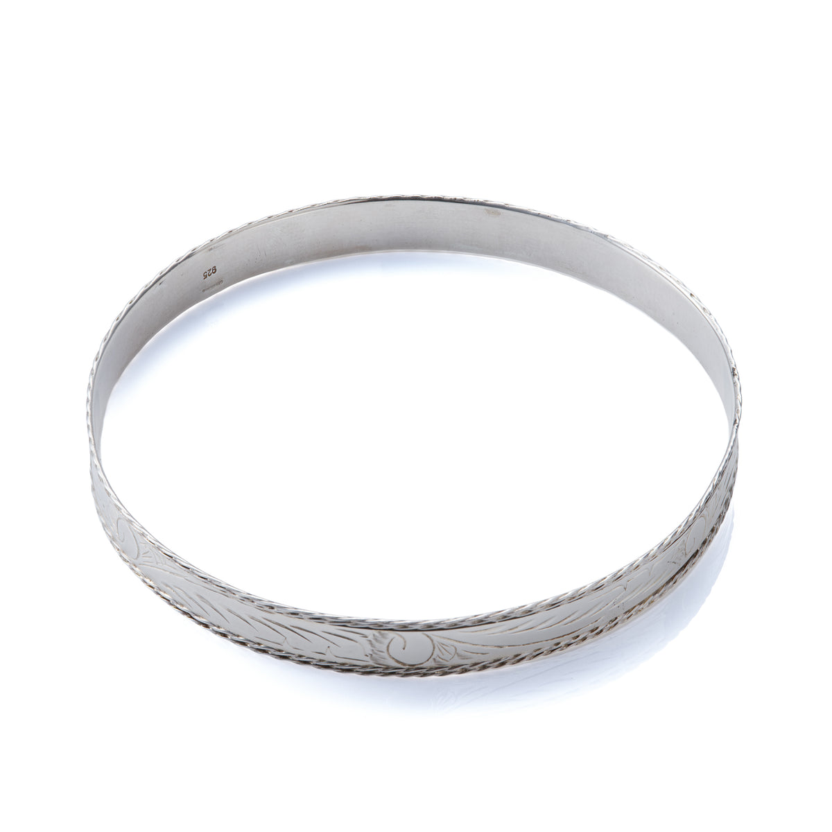Sterling Silver Patterned 7mm Width, 67mm Diameter Slave Bangle