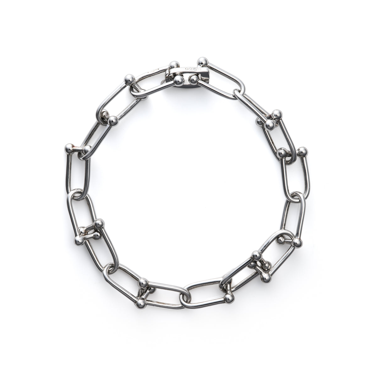 Sterling Silver Bike Lock/Stirrup Style Link 7" Bracelet