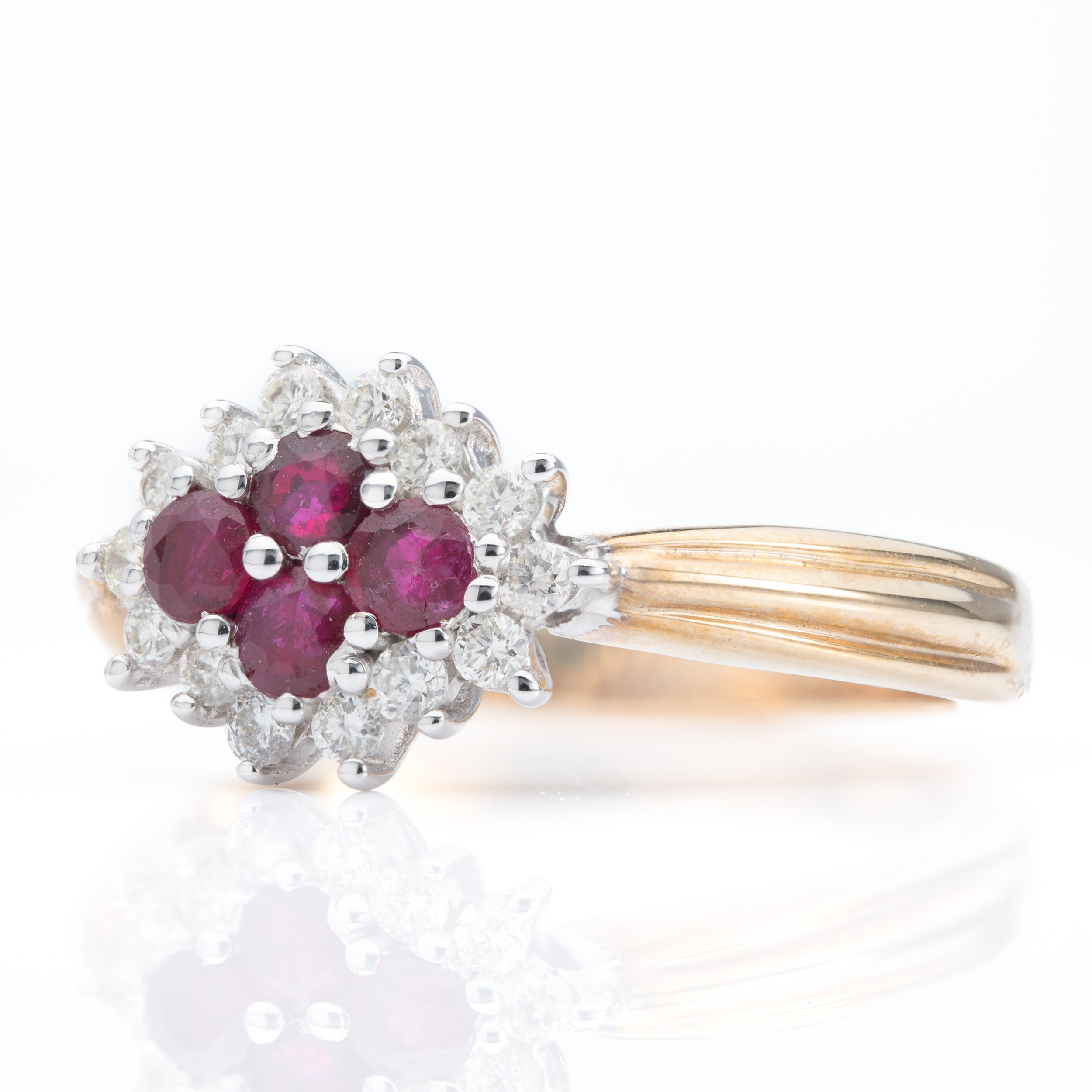 9ct Gold Ruby & Diamond Cluster Ring