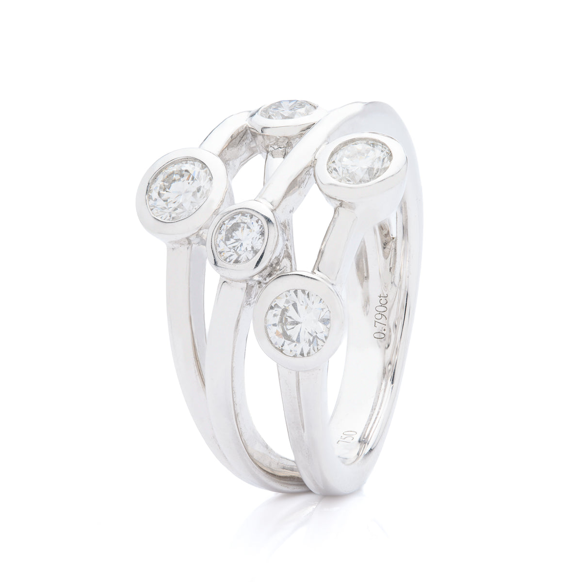 18ct White Gold Brilliant Cut Bezel Set Diamond Bubble Ring (0.77ct)