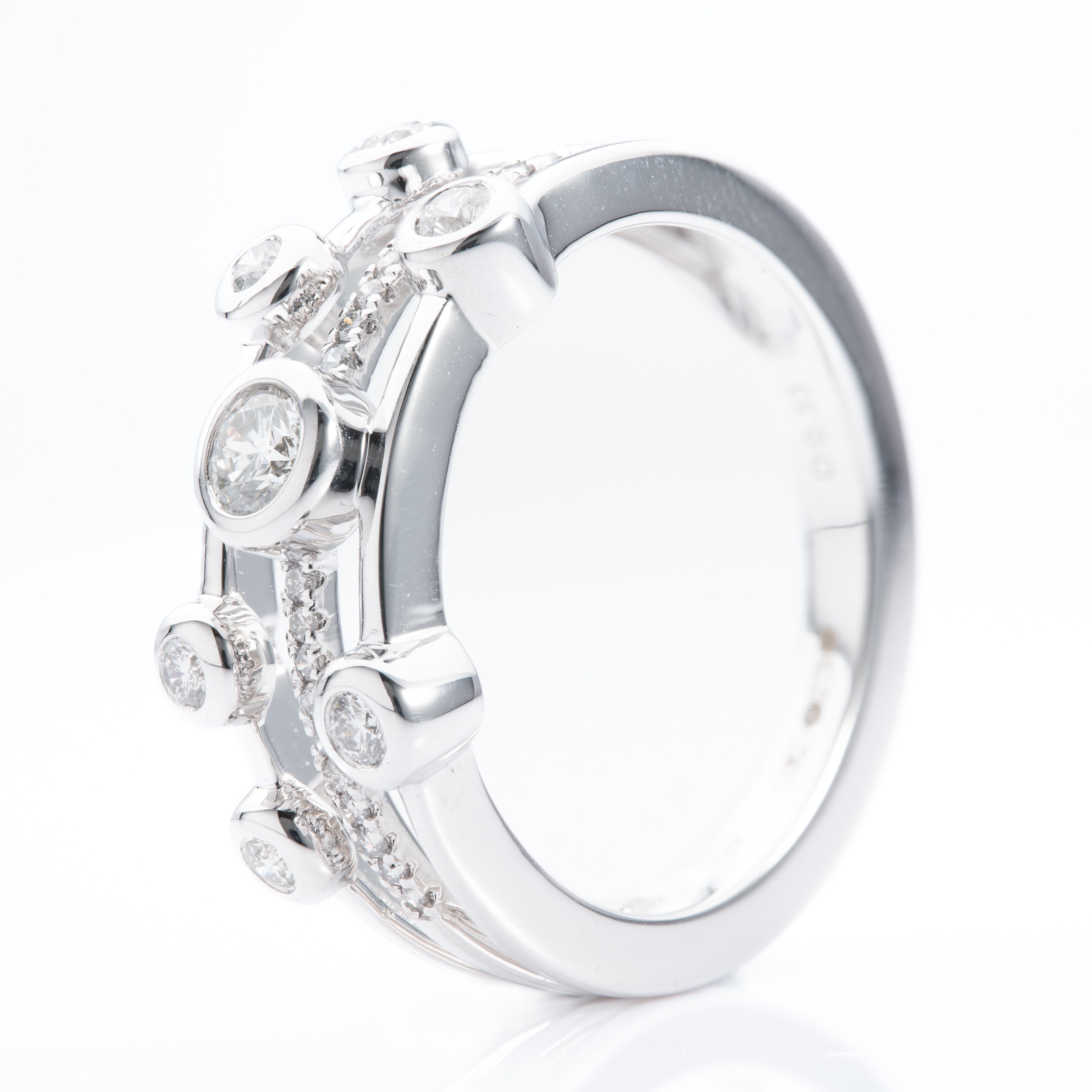 9ct White Gold Diamond Set Bubble Ring