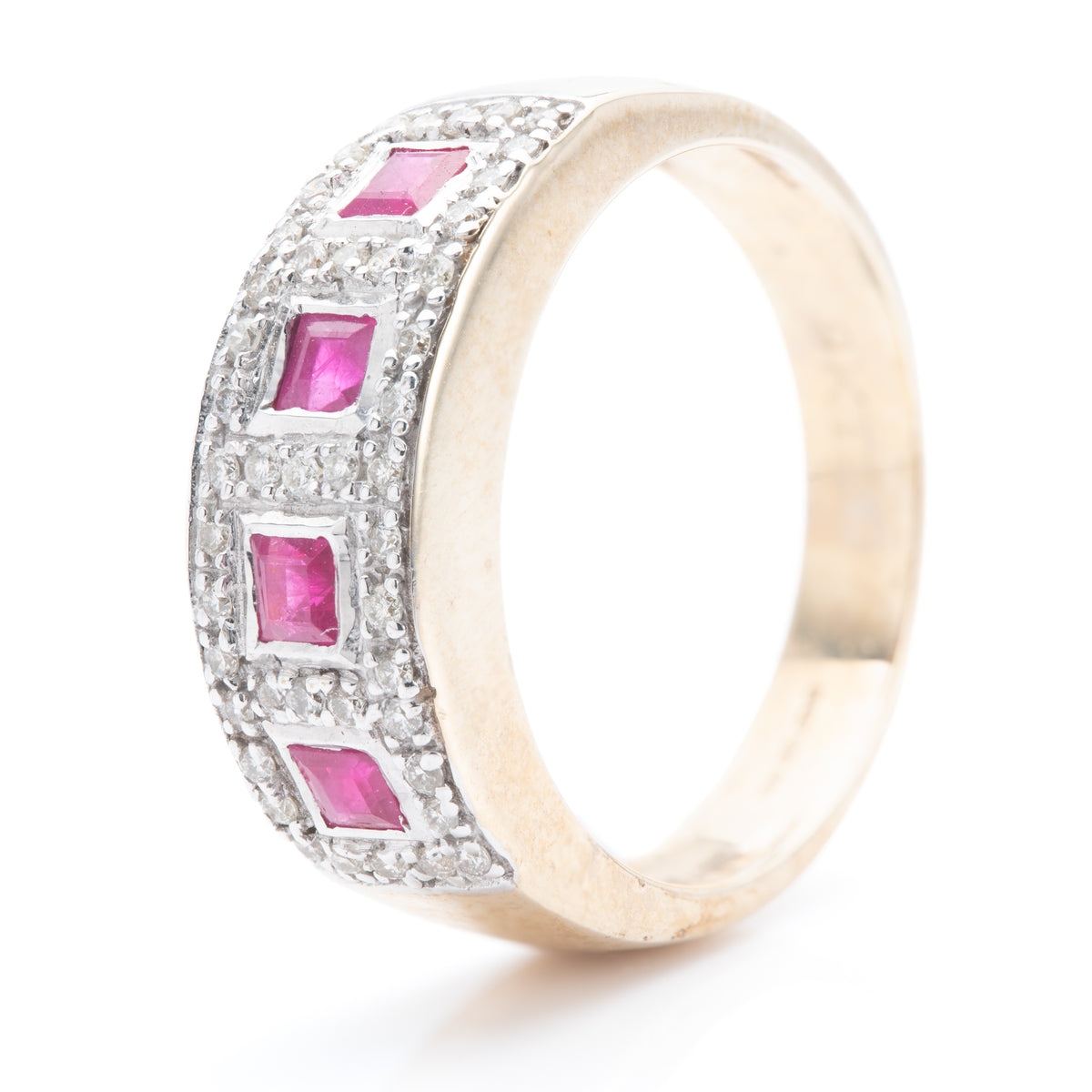 9ct Yellow Gold Ruby and Diamond Half Eternity Ring
