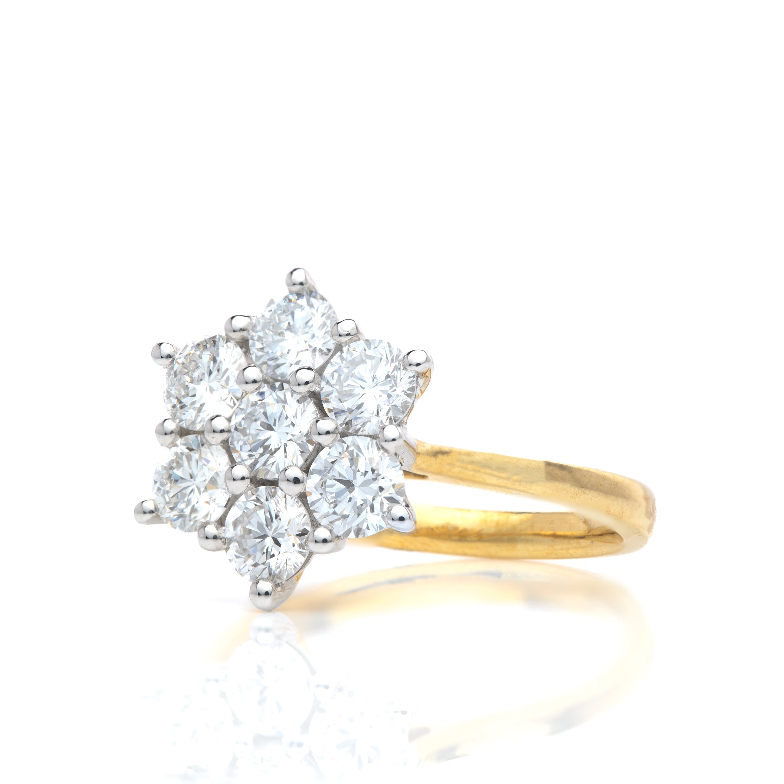 9ct Yellow Gold Lab Grown Diamond Daisy Cluster Ring