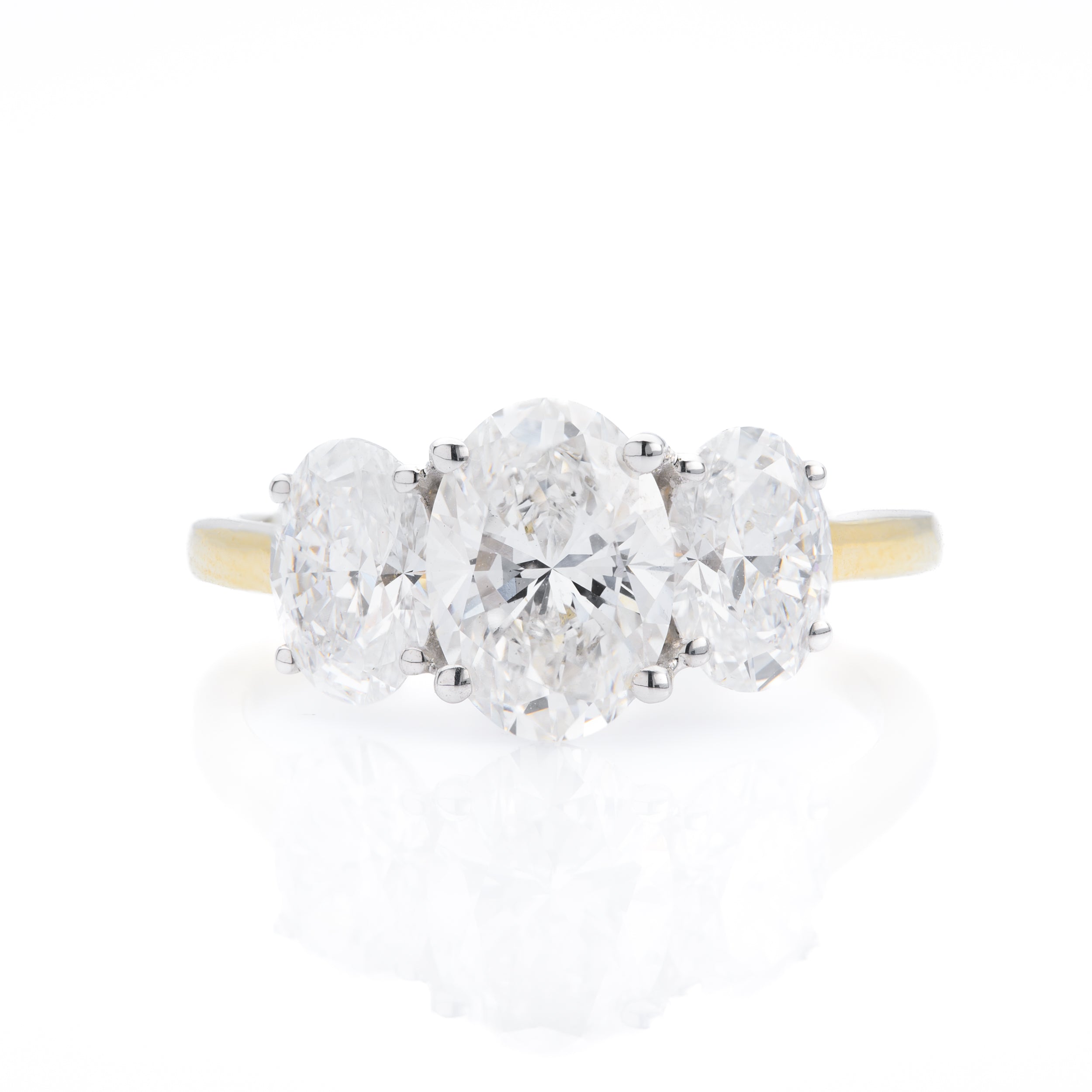 9ct Yellow Gold Lab Grown Oval Cut Diamond Trilogy Ring