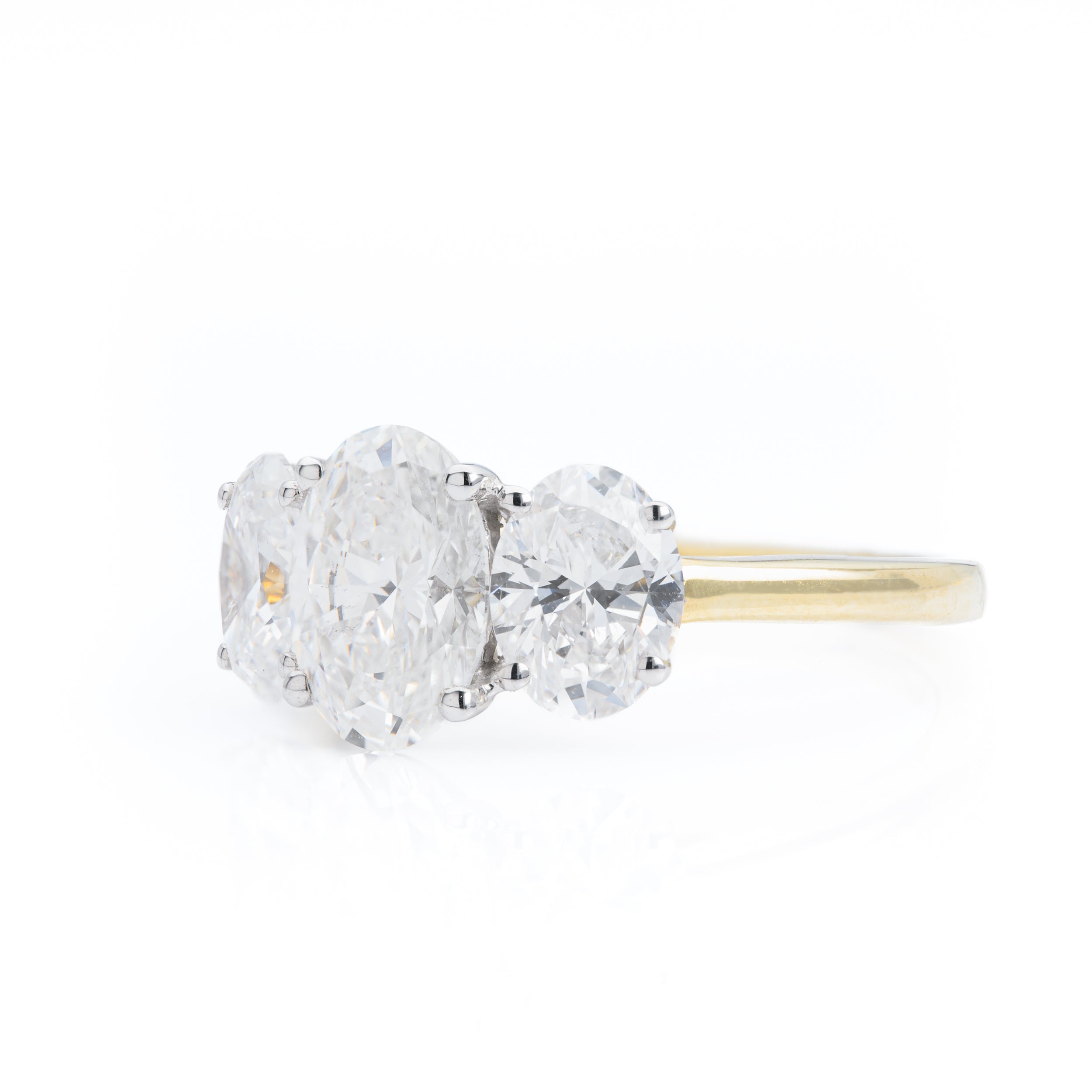 9ct Yellow Gold Lab Grown Oval Cut Diamond Trilogy Ring