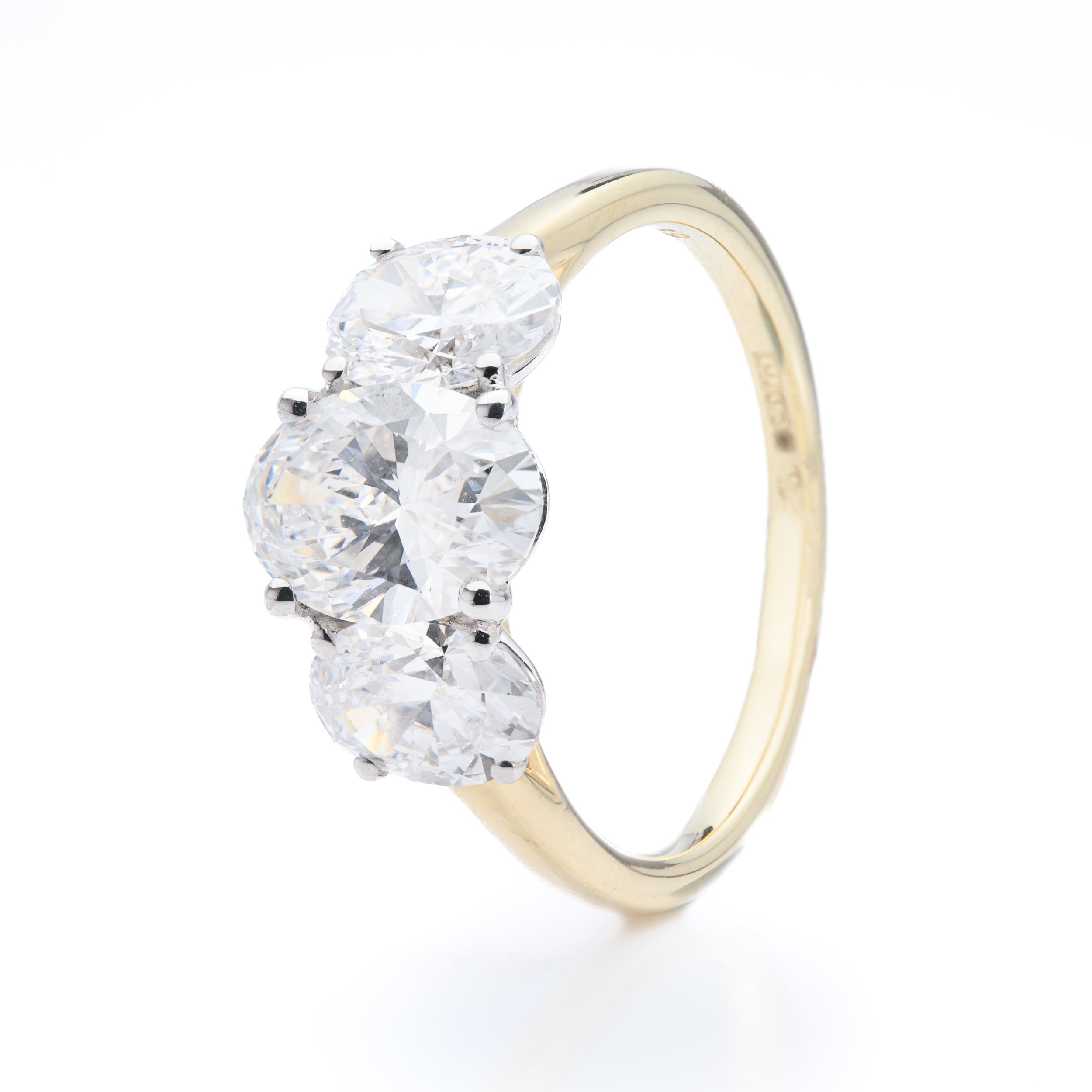 9ct Yellow Gold Lab Grown Oval Cut Diamond Trilogy Ring