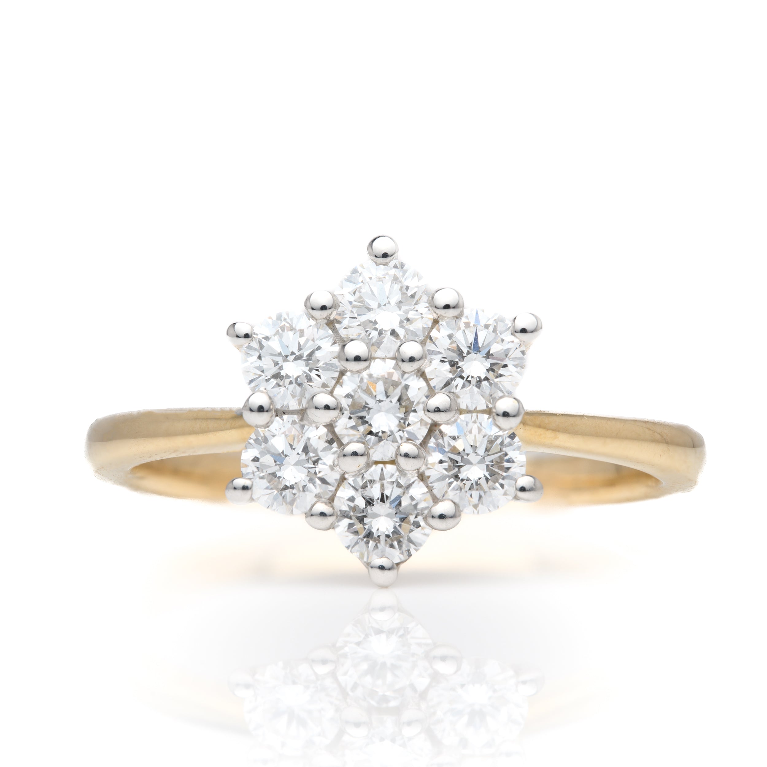 9ct Yellow Gold Lab Grown Diamond Daisy Cluster Ring (1.02ct)