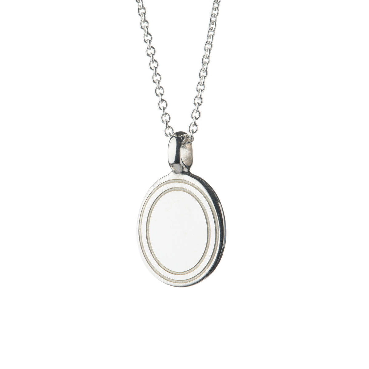 Silver Oval Pendant (9mm width diameter) with 16-18" Silver Trace Chain
