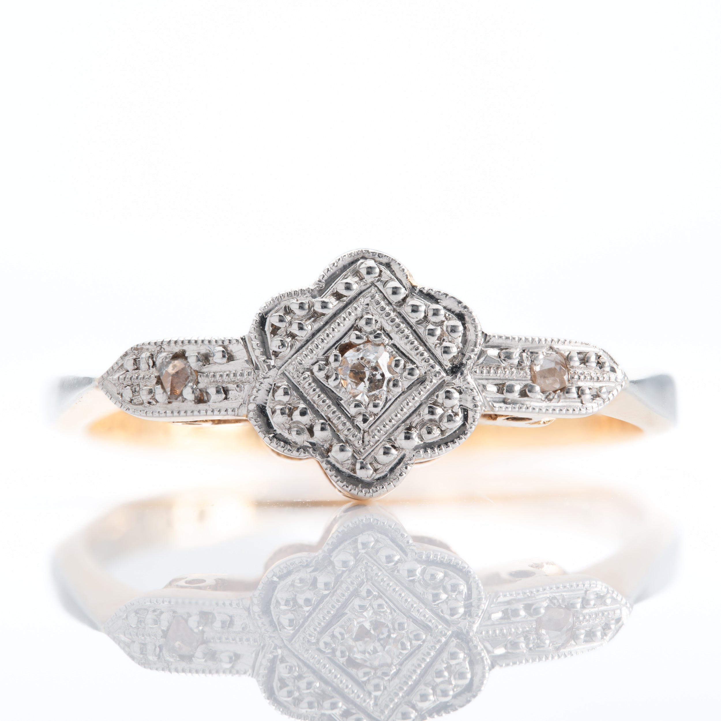 Antique 18ct Yellow Gold & Platinum Edwardian Diamond Ring